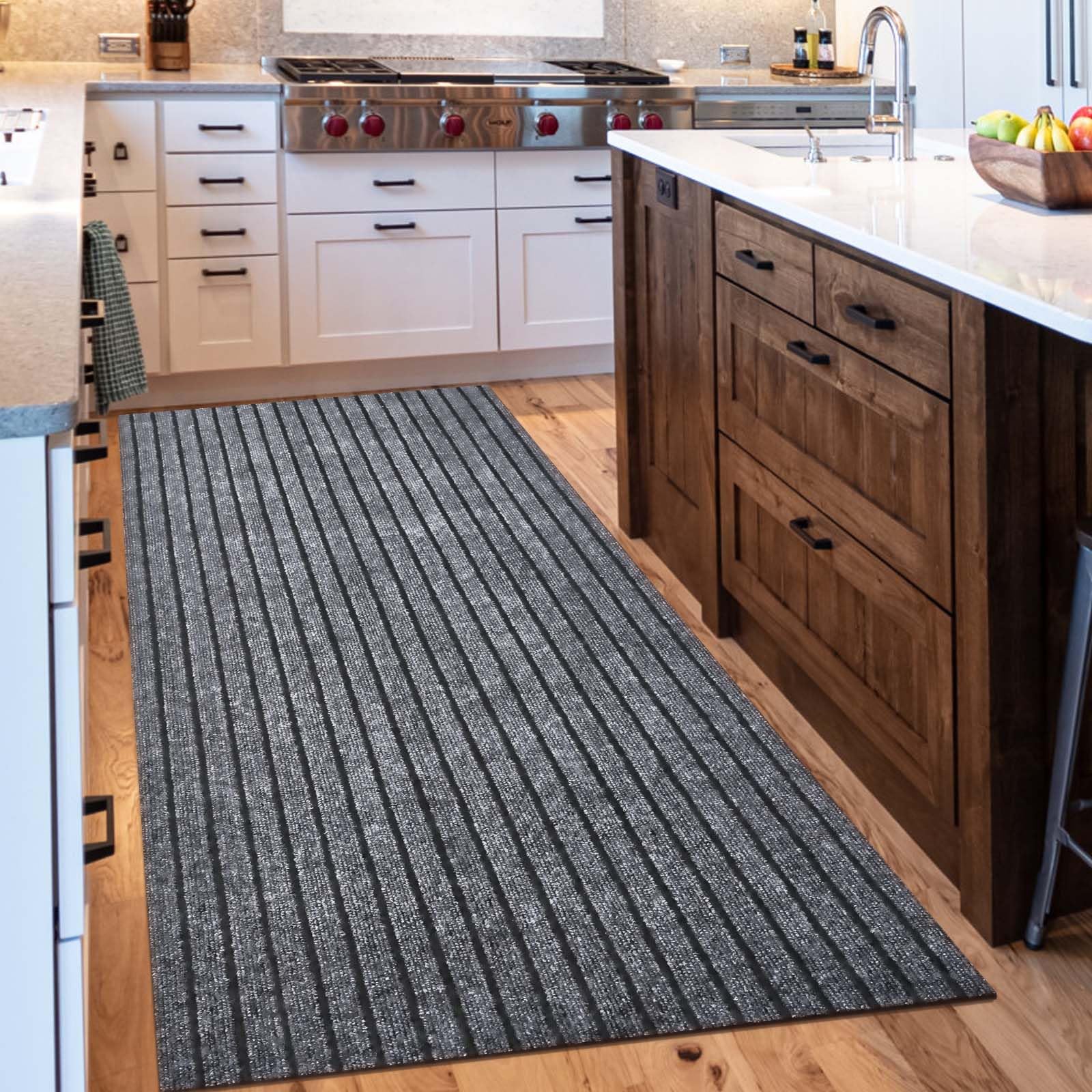 Morefany Outdoor/Indoor 4ft x 8ft Runner Rug, Hallway Custom Sizes Non-Slip Rubber Backing Area Runner Rugs Waterproof Carpet Rugs for Kitchen Entryway Balcony Garage Stair Laundry