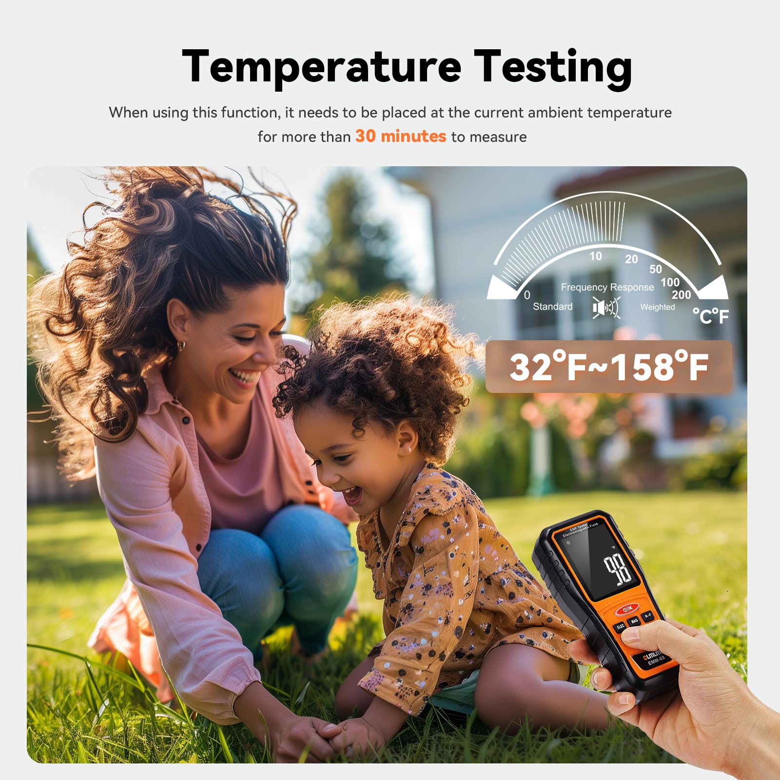 olmlmo 4 in 1 Emf Meter Emf Detector: Electric Field, Radio Frequency Field Temperature,Magnetic Field Strength Meter, Rechargeable Radiation Detector for 5g Cell Tower,WiFi Signal and Ghost Hunting