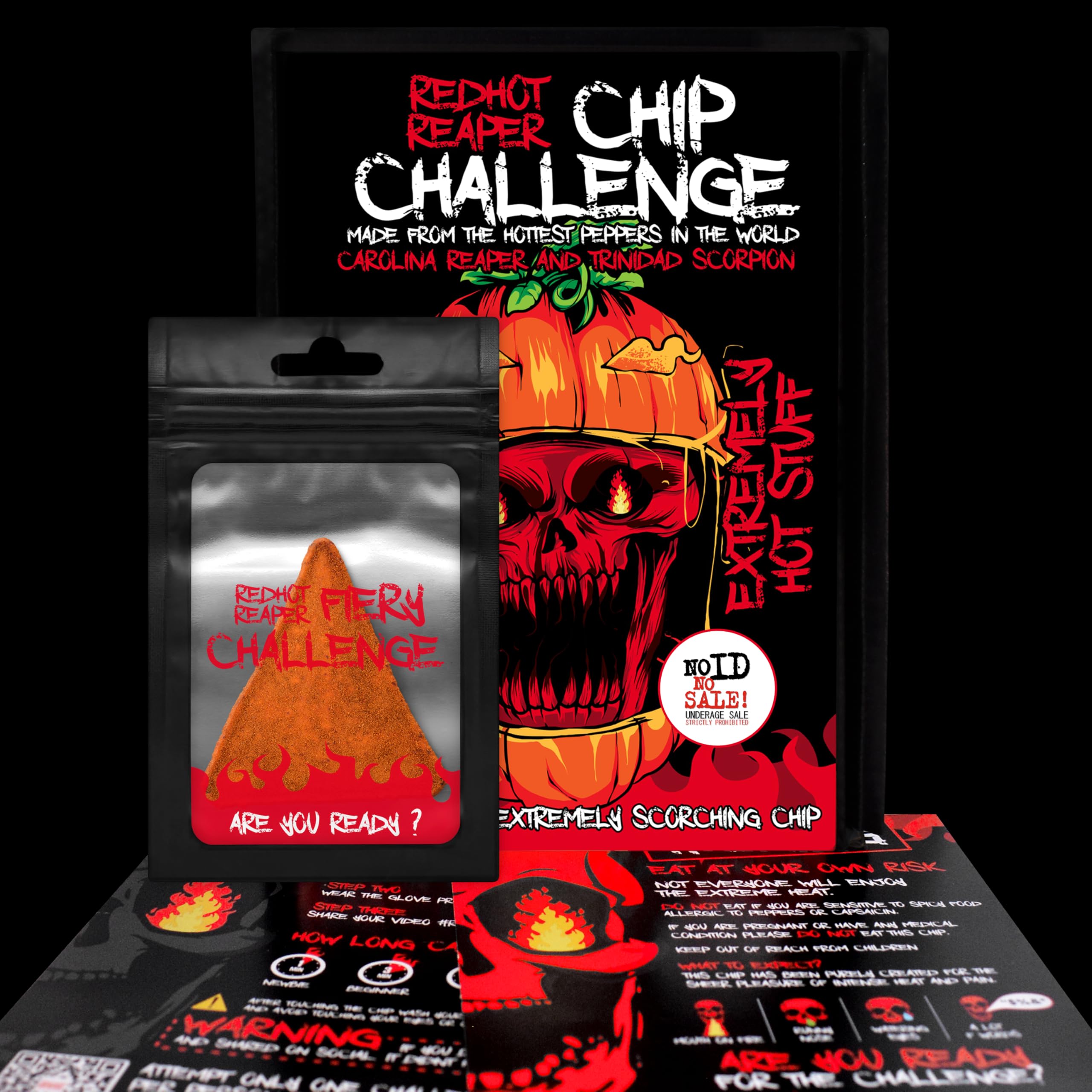 Red Hot Reaper – 1x Chip Challenge Hottest Snack – Halloween Carolina Reaper Spicy Challenge - Stupidly Spicy Hot Chip