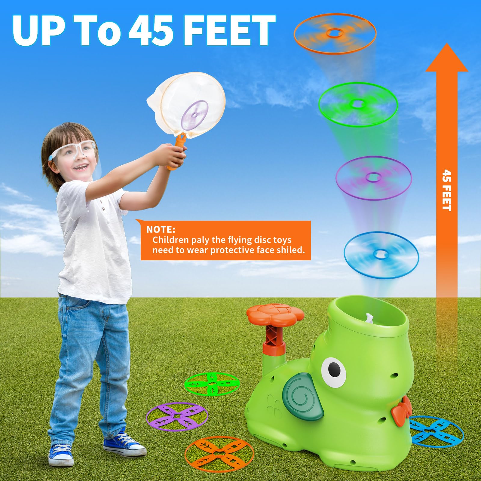 CPSYUB Outdoor Stomp Flying Disc Launcher Toys for Kids Ages 3 4 5 6 7 8 9 10, Elephant Butterfly Catching Game, Outside Yard Activities Chasing Toy, Outdoor Birthday for 3-8 Year Old Boys Girls