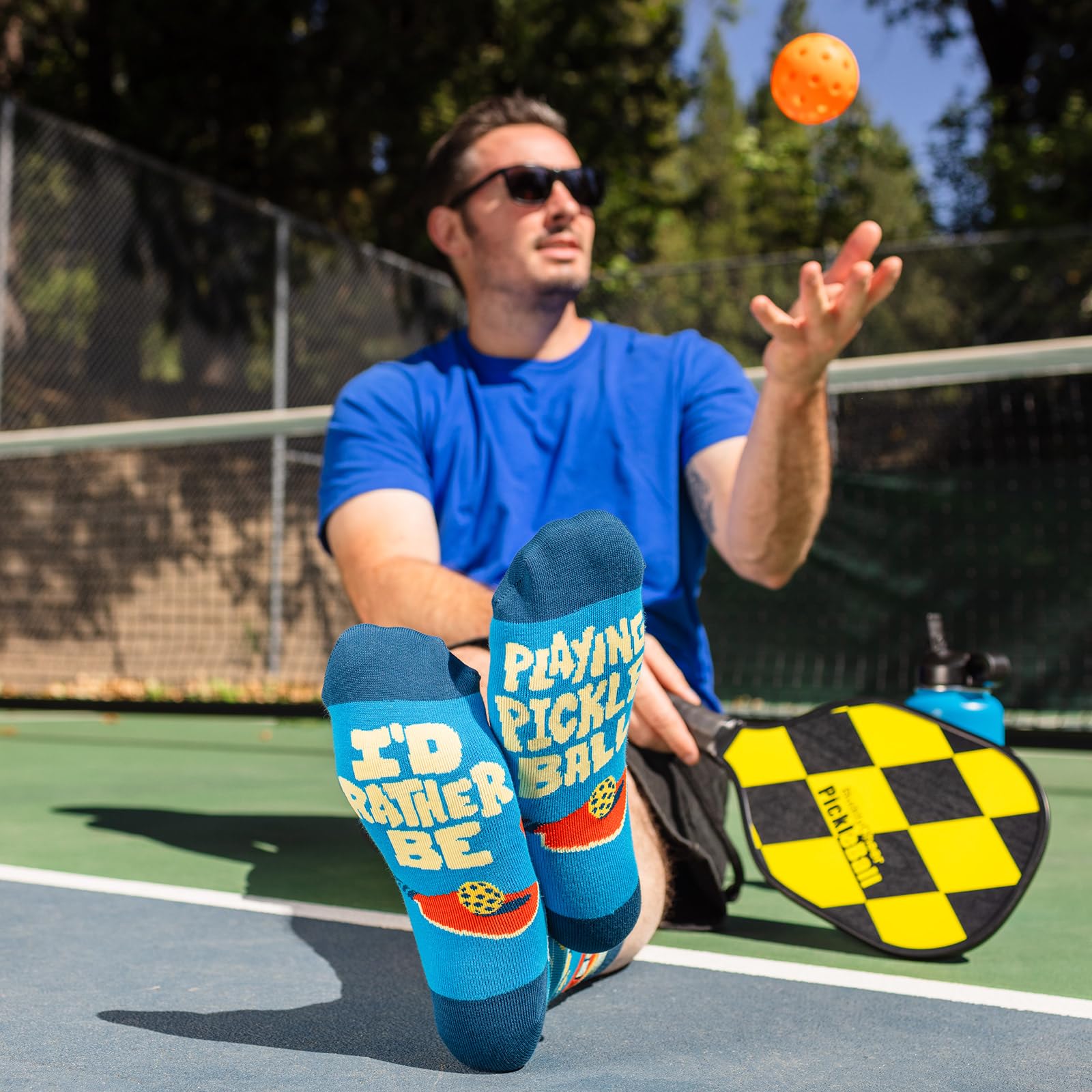 I'd Rather Be - Funny Socks For Men & Women - Gifts For Golfing, Hunting, Camping, Hiking, Skiing, Reading, Sports and more (US, Alpha, One Size, Regular, Regular, Playing Pickleball)