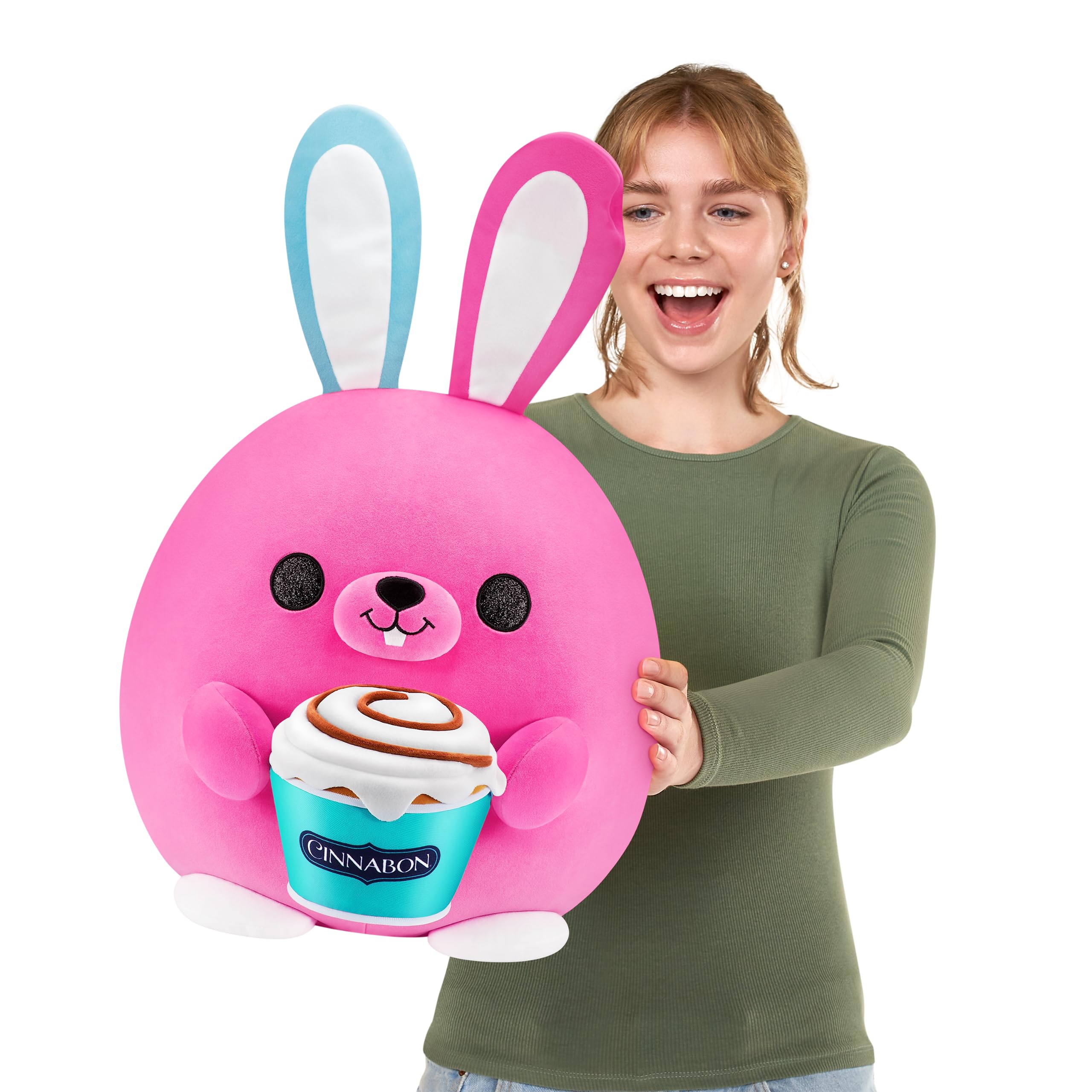 ZURU Snackles (Cinnabon Bunny Super Sized 14 inch Plush by ZURU, Ultra Soft Plush, Collectible Plush with Real Licensed Brands, Stuffed Animal