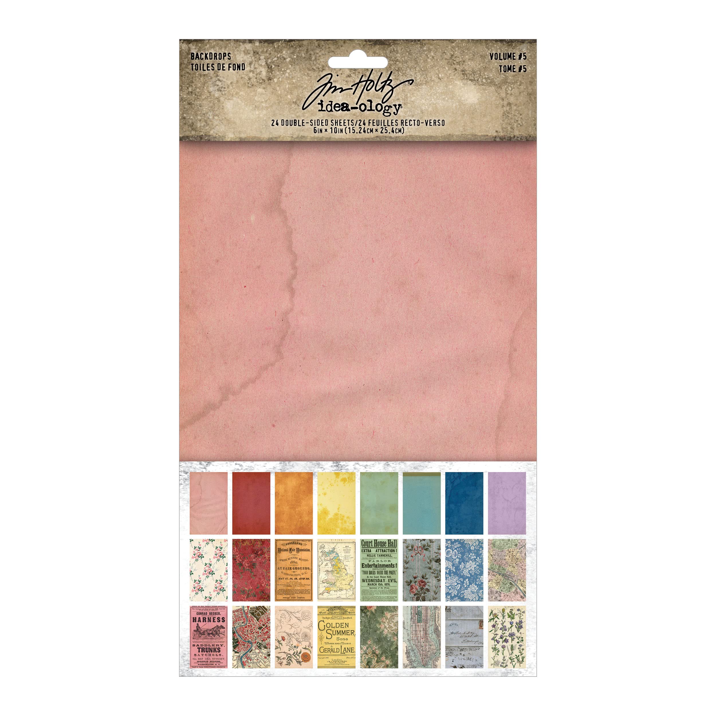 Tim Holtz - Advantus Idea-Ology Backdrops Double-Sided Cardstock 6"X10" 24/Pkg-Volume #5 Art Craft, Multi
