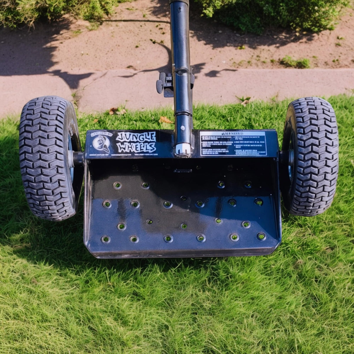 Jungle Jim's Jungle Wheels Lawn Mower Sulky for Lawn and Landscape Professionals (Black Jungle Wheels)