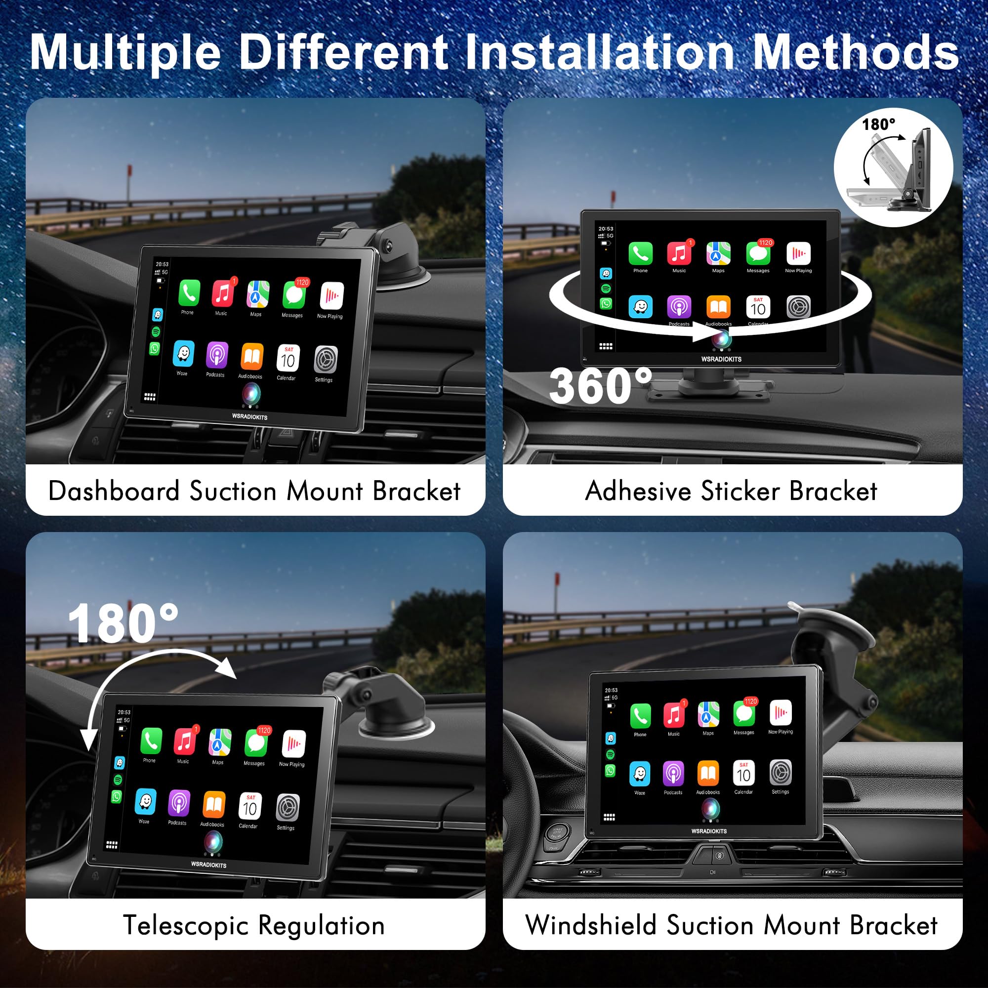 Wireless Carplay Touchscreen with Backup Camera: Portable Carplay & Android Auto Car Stereo, Car Audio Receivers with Mirror Link, GPS Navigation, Car Audio Receivers, Car Stereo, Bluetooth (9 inches)