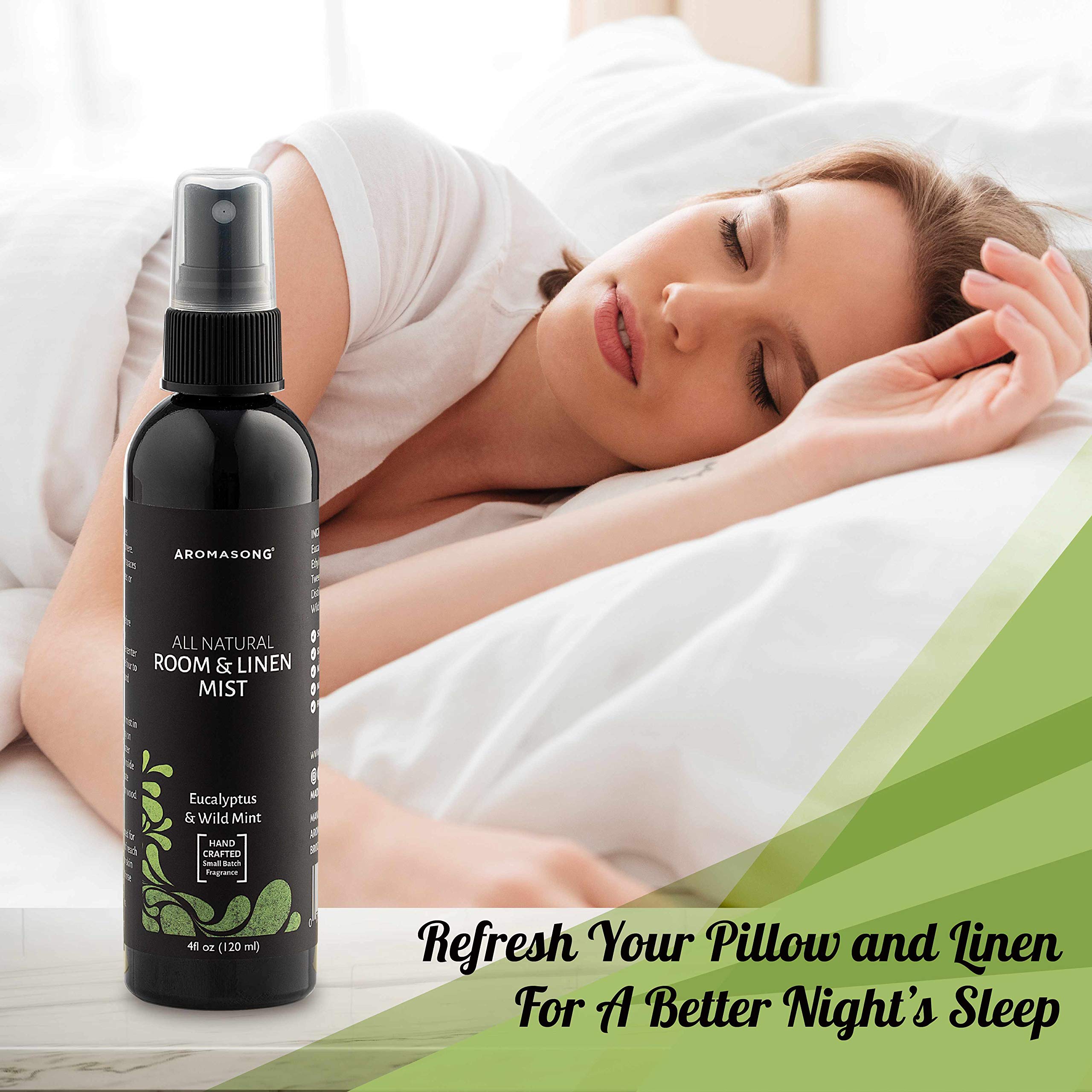 Aromasong Eucalyptus & Wild Mint Linen and Room Spray, Natural Aromatic Mist, Relax Your Body & Mind, Perfect as a Bathroom Spray Air Freshener Pillow Mist