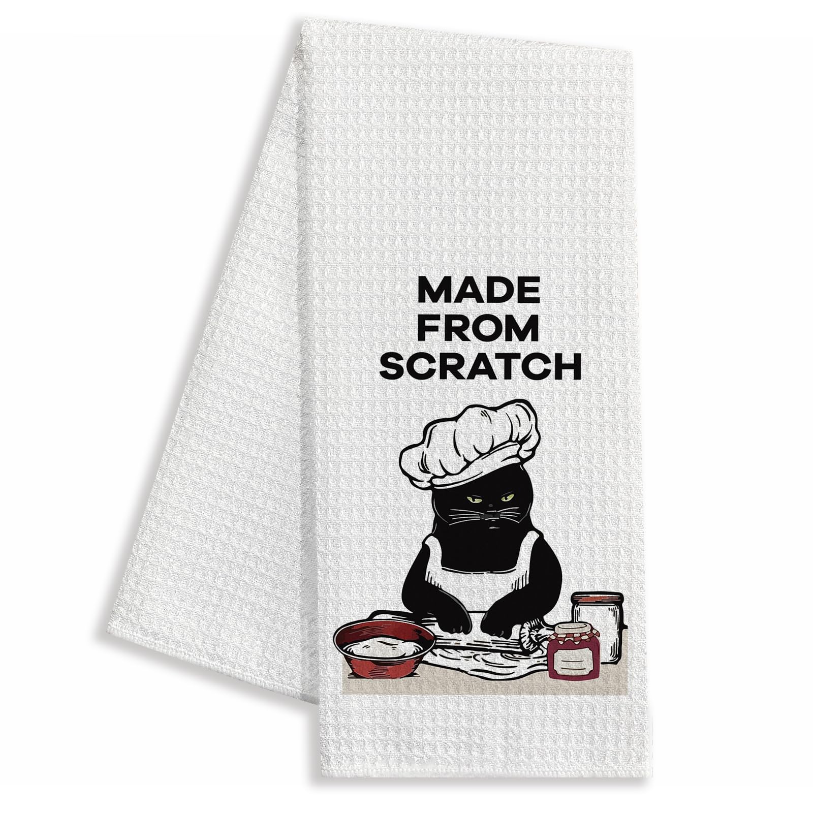 zcyhtqp Made from Scratch,Funny Kitchen Towels,Funny Dish Towels with Sayings,Dish Towels for Kitchen Decor,New Home Housewarming Gifts,Cat Kitchen Towel,Cat Mom,Cat Lover Gift