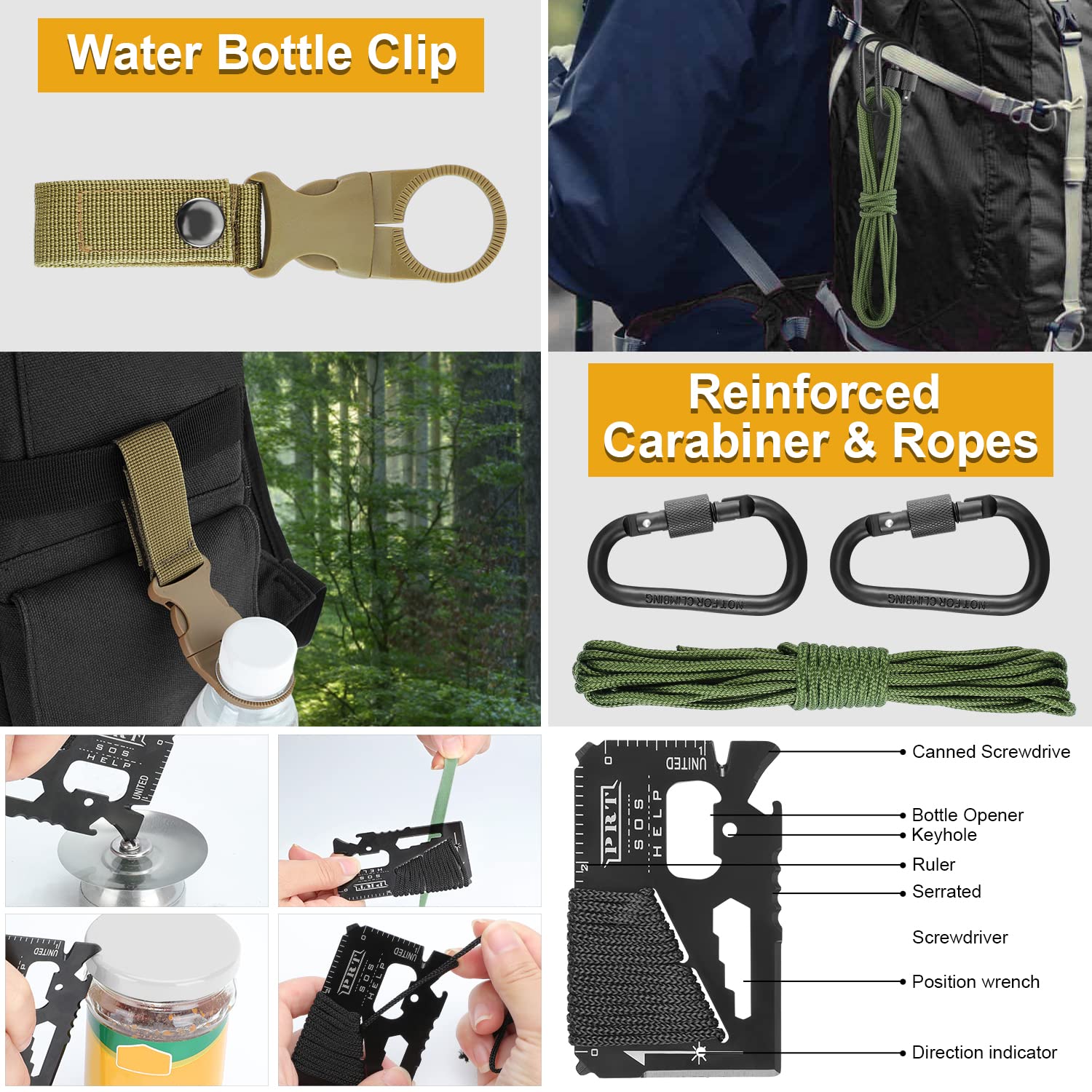 Survival Kit, Gifts for Men Dad Husband, Emergency Survival Gear and Equipment 19 in 1, Fishing Hunting Birthday for Men, Camping Accessories, Cool Gadget, Camping Essentials