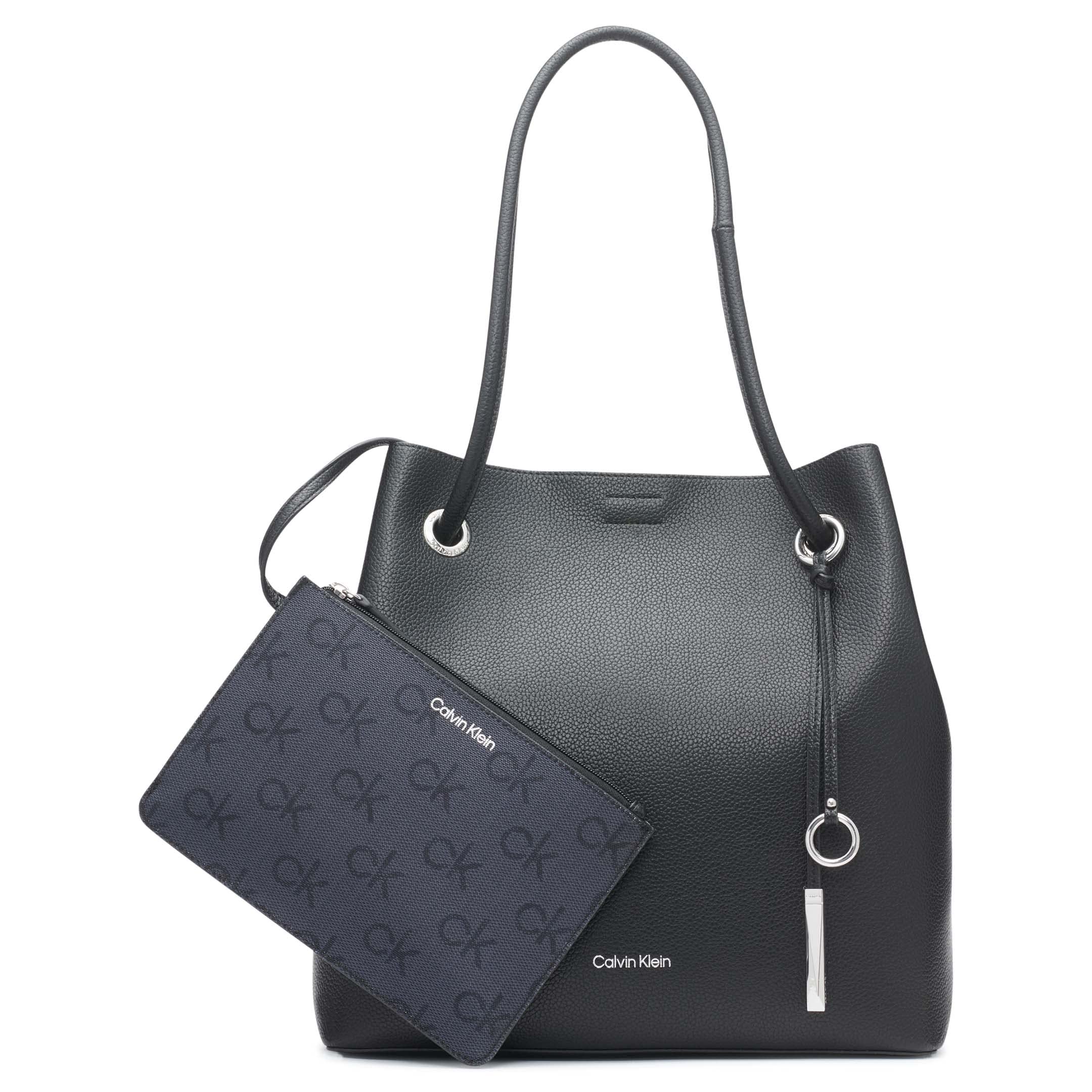 Calvin Klein Gabrianna Novelty North/South Key Item Tote, Black/Silver 1