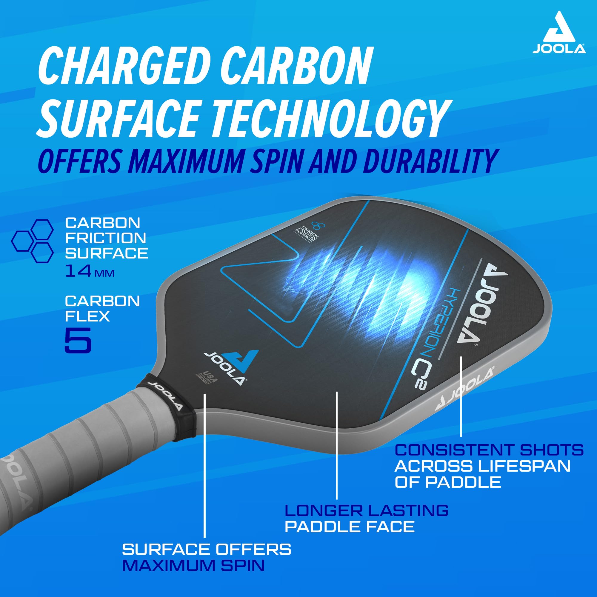 JOOLA Simone Jardim Hyperion C2 Pickleball Paddle - Aero-Curve Hyperion Shape with Charged Surface Technology from The Ben Johns Perseus - Balanced Pickleball Racket with Pop & Power - USAPA Approved