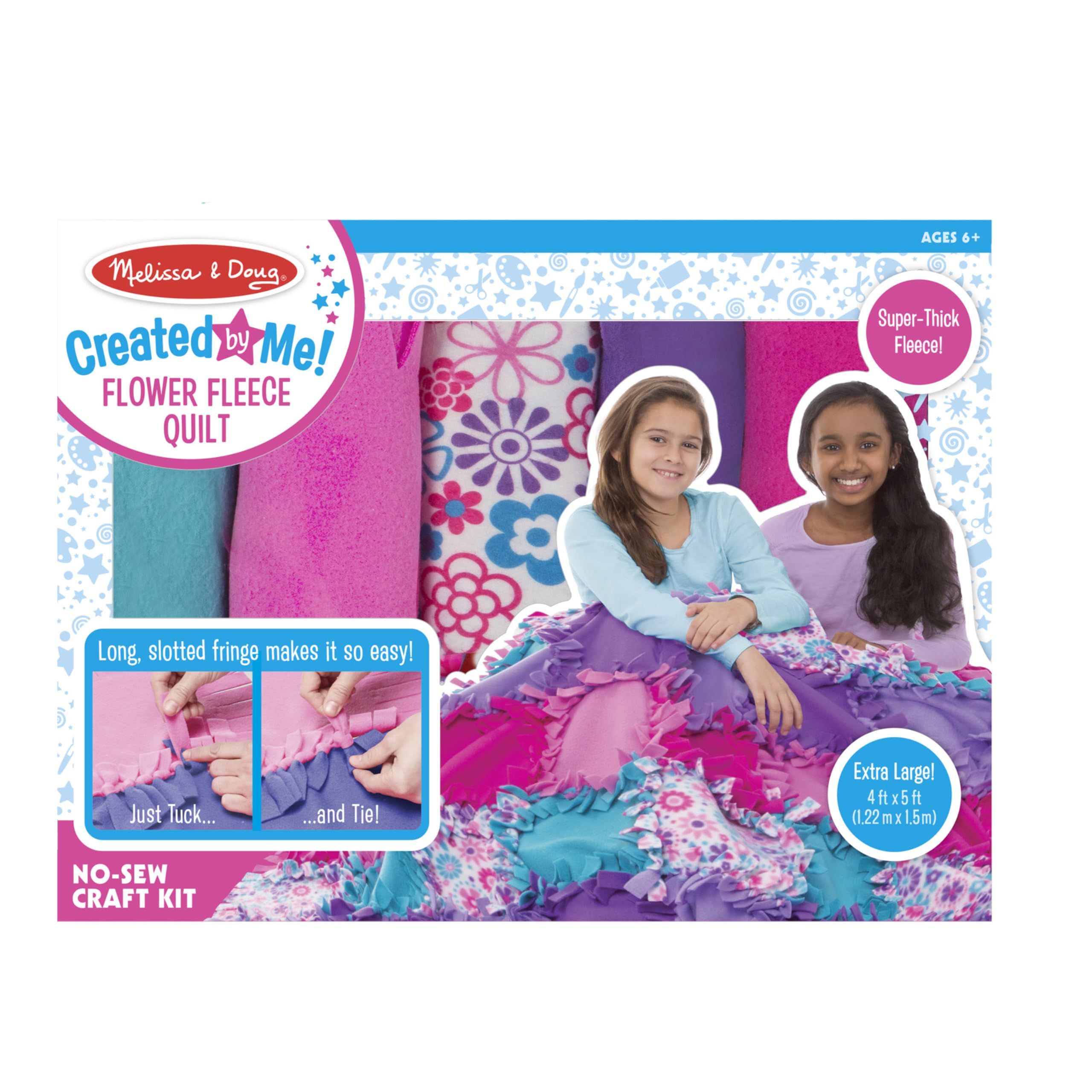 Melissa & Doug Created by Me! Flower Fleece Quilt No-Sew Craft Kit (48 squares, 4 feet x 5 feet)