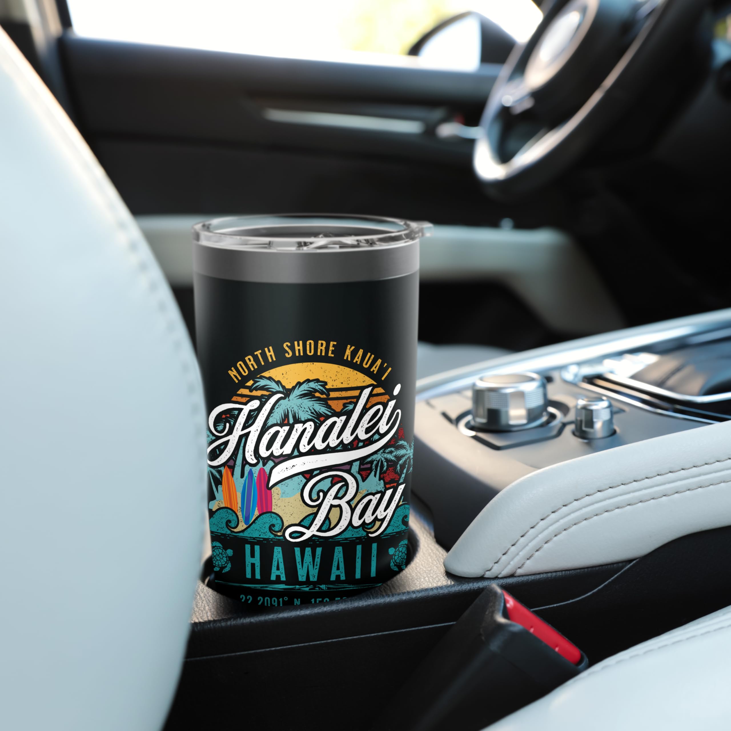 Hanalei Bay North Shore Kauai Hawaii Retro Sun Surf Fishing Stainless Steel Insulated Tumbler