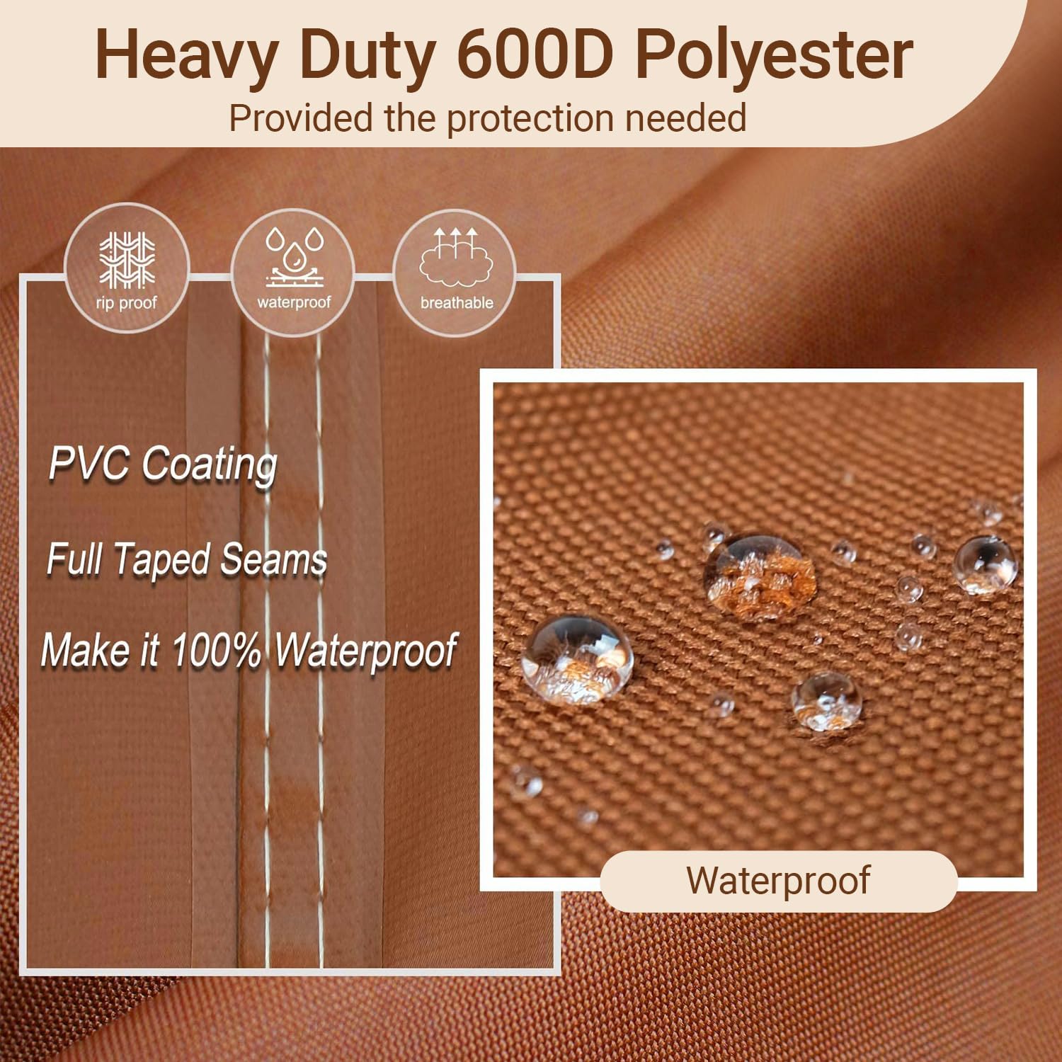 NettyPro BBQ Grill Cover 56 inch Heavy Duty Waterproof Outdoor 2-3 Burners Gas Grill Cover for Outside Weber, Char-Broil, Brinkmann, Nexgrill Barbecue, Brown