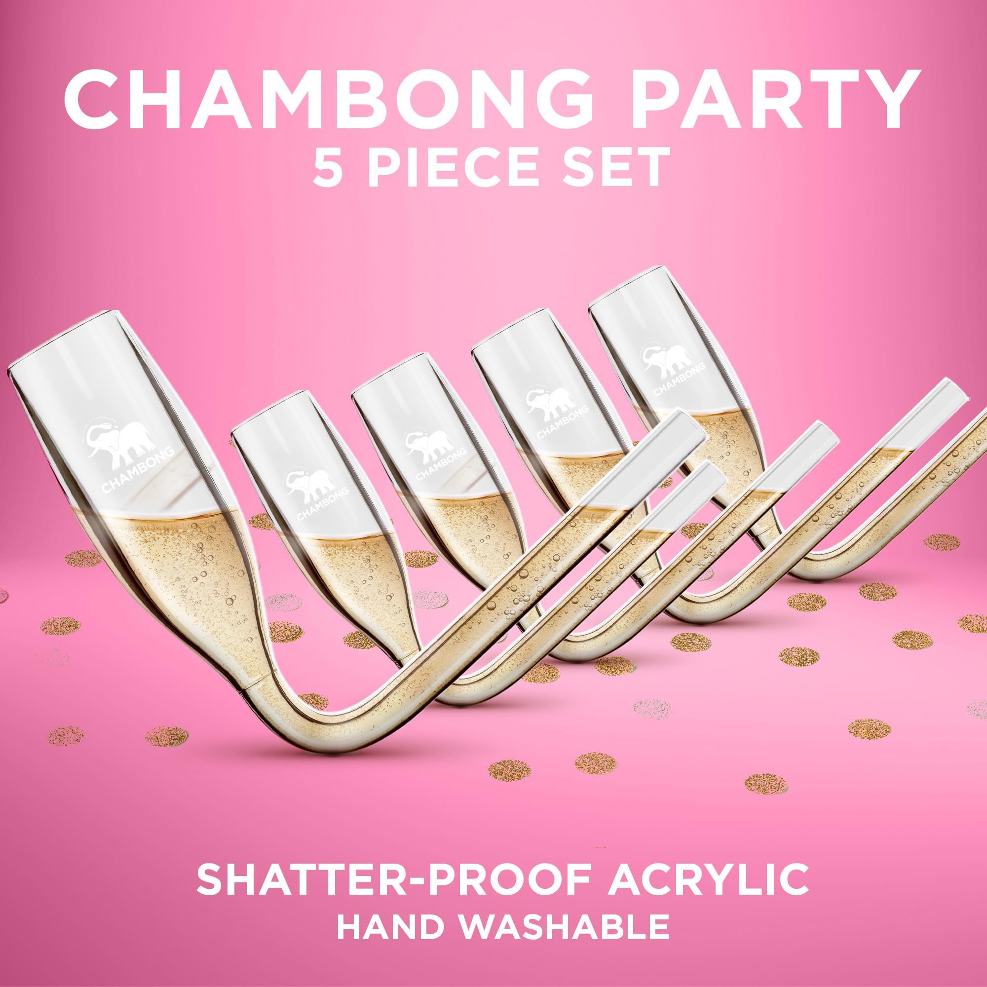 Chambong - Champagne Flutes for New Years Eve Party Supplies 2025 NYE Party Favors (5 pc)