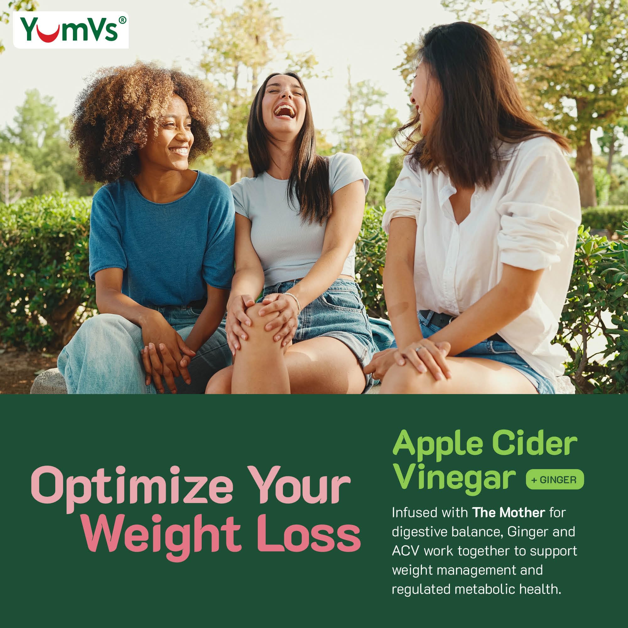 Apple Cider Vinegar Gummies with The Mother + Ginger by YumVs | Non GMO, Vegetarian Supplement for Women & Men | Heart Health and Digestive Support | Natural Apple Flavor Chewables - 60 Count