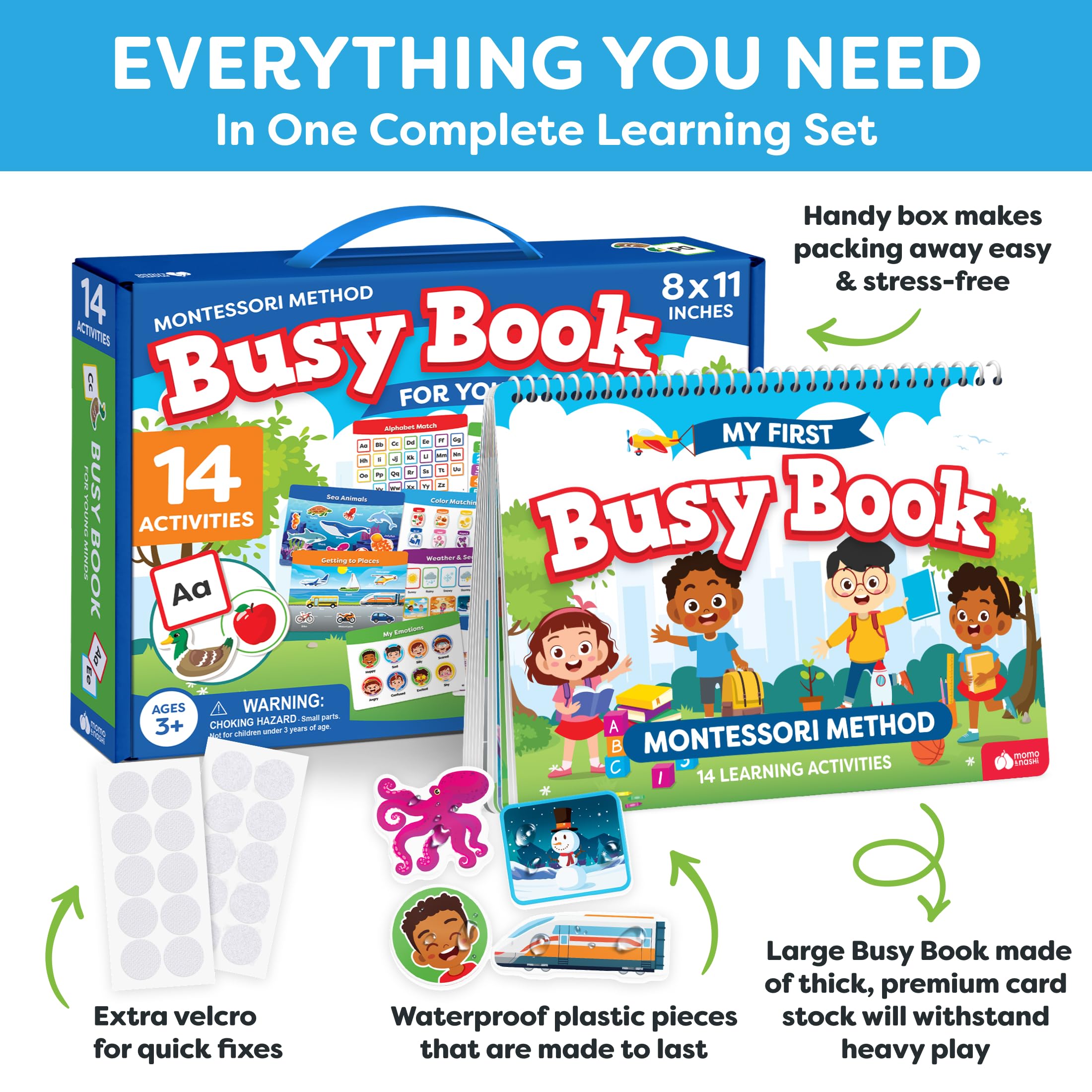 Montessori Busy Book for Toddlers Ages 3 and Up - Pre K Preschool Learning Activities - Autism Sensory Toys Educational Toys for Kids - My Preschool Busy Book Ages 3, 4, 3-5 Reading Handwriting Aids