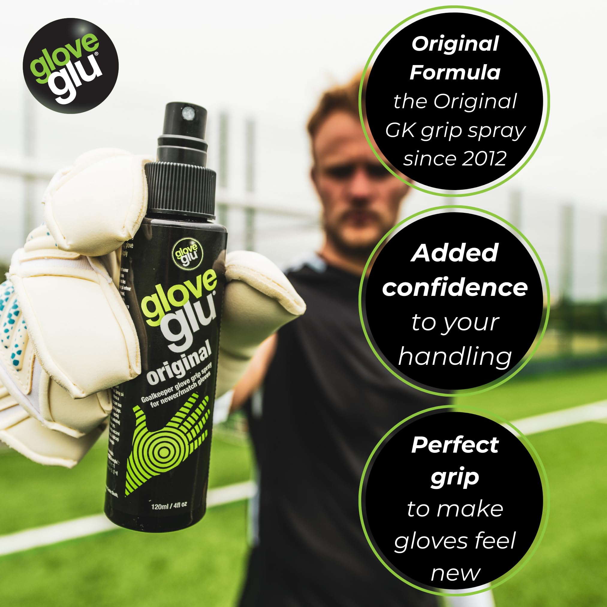 gloveglu 120ml Original Goalkeeper Glove Grip Spray for New/Match Goalkeeper Gloves