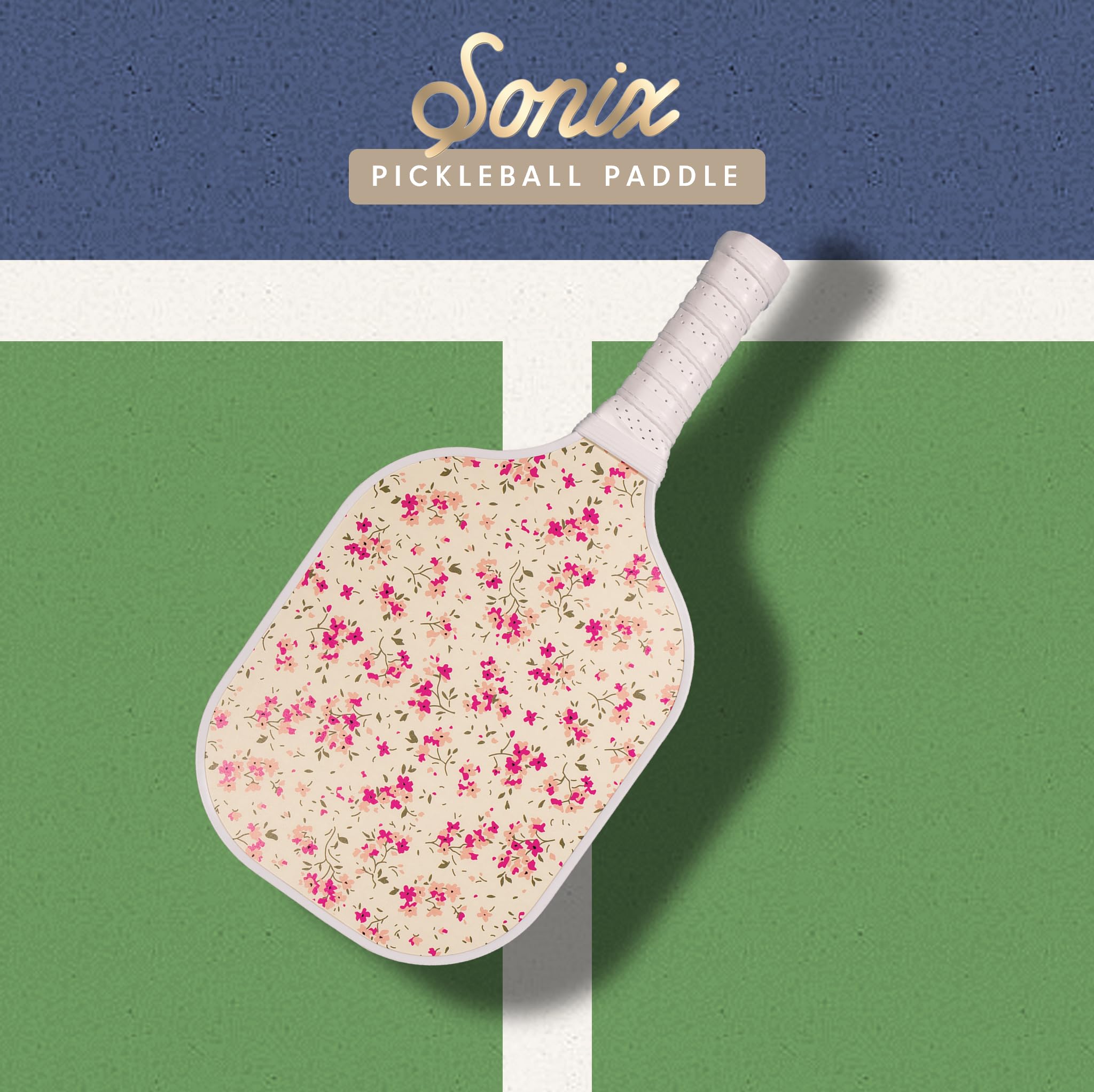 Sonix | Stylish Premium Pickleball Paddle | Fiberglass Surface, Non-Slip Cushion Grip| Single Pickle Ball Racket | Pink Floral Print | Cottage Floral Pink