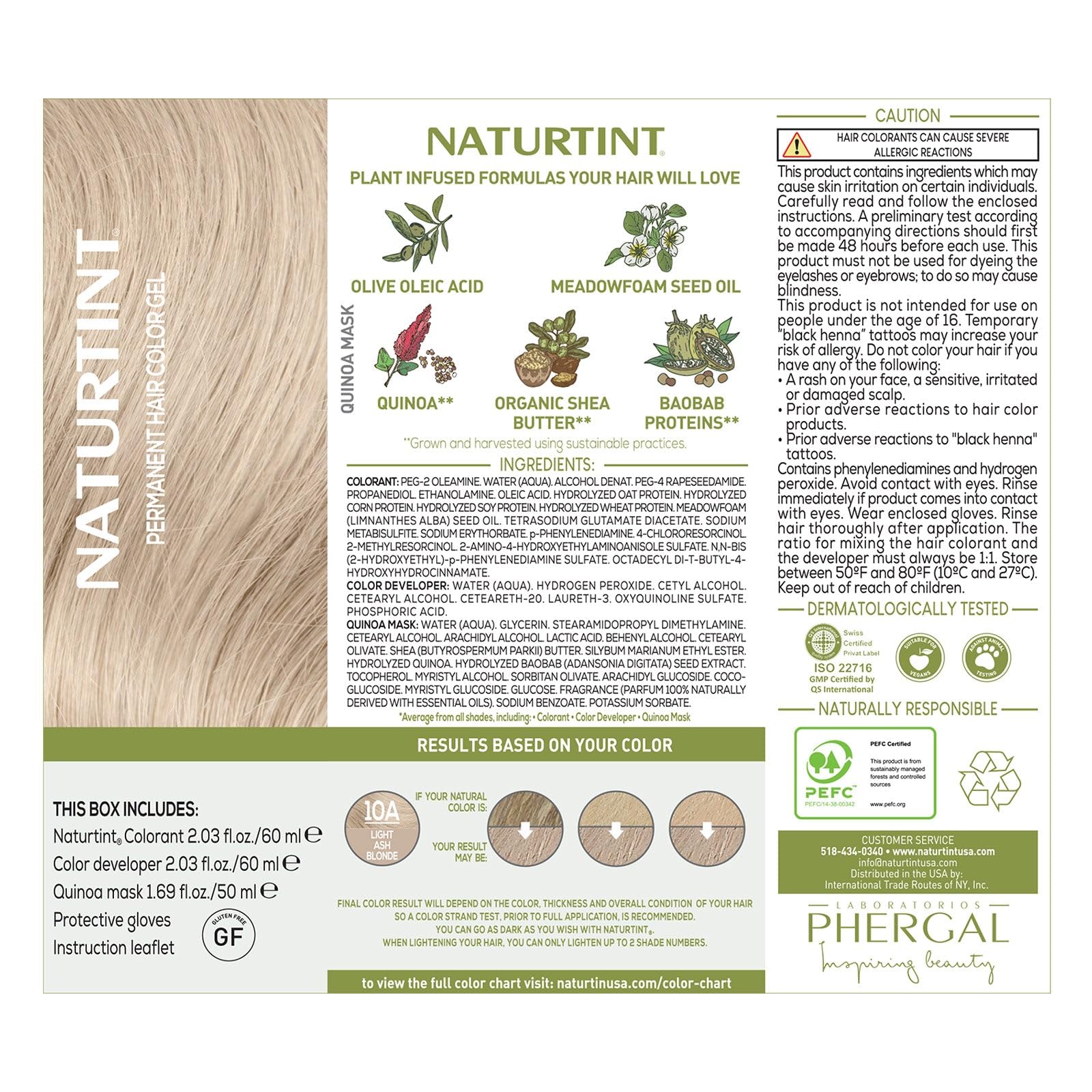 Naturtint 10A Light Ash Blonde Permanent Hair Color (Pack of 1), Ammonia Free, Vegan, Cruelty Free, up to 100% Gray Coverage, Long Lasting Results (Packaging may vary)