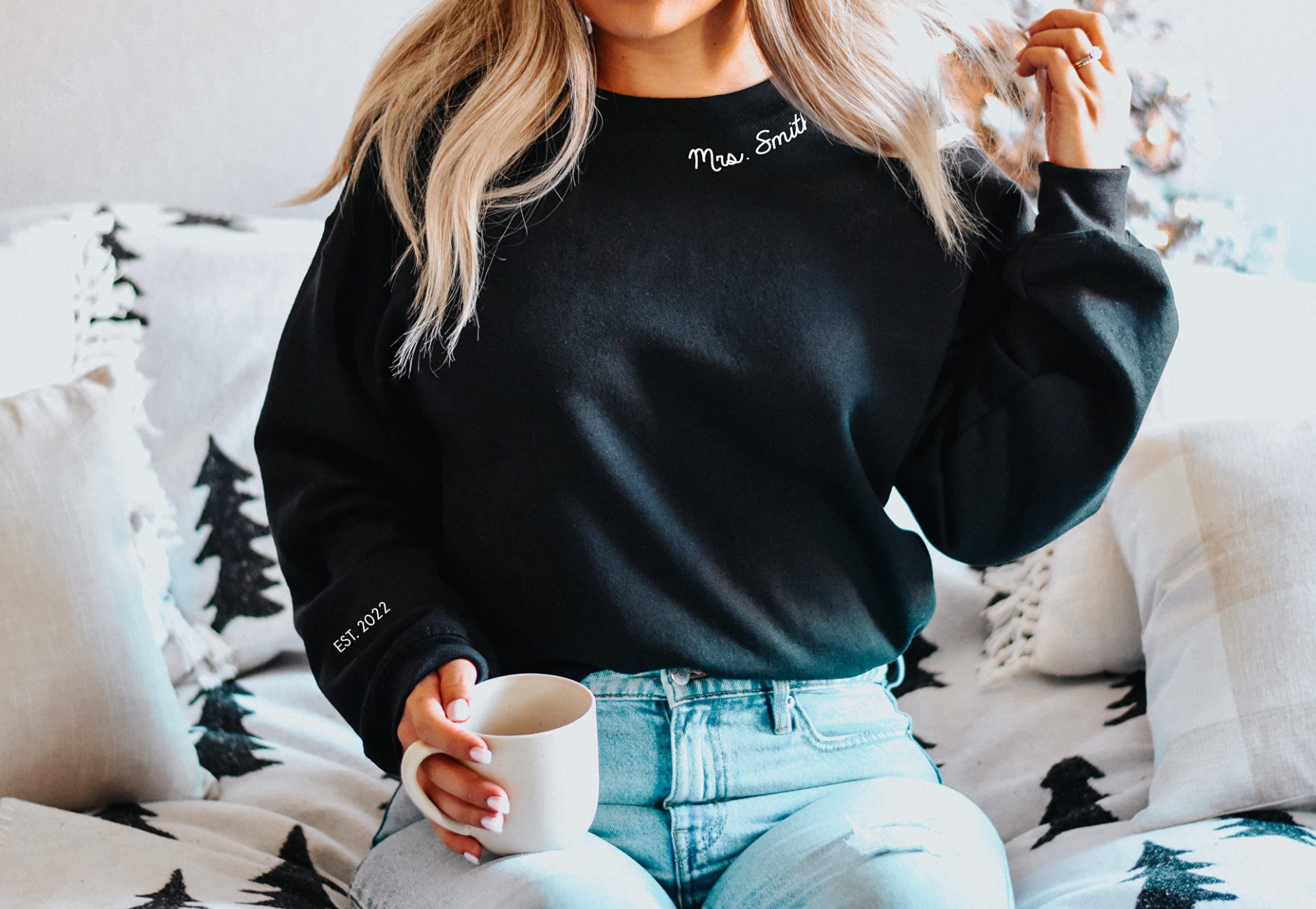 Mrs Sweatshirt - Custom Mrs Sweatshirt - New Mrs - Honeymoon Pajamas - Wedding Gift - Future Mrs. Gift