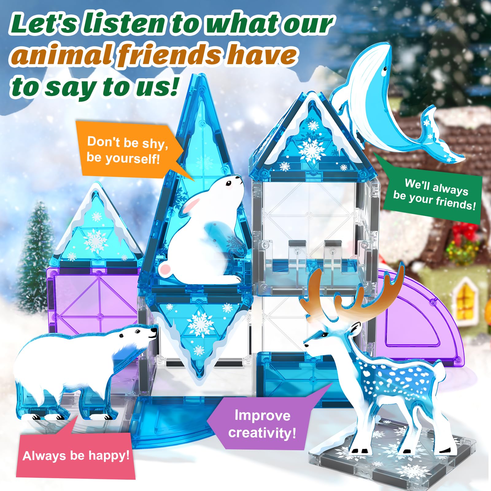 Magnetic Tiles Arctic Animals Frozen Toys for Girls Age 3-4 4-7 Toddler Kids Toys Magnetic Blocks Building Set Kids Games STEM Toys for Girls and Boys Ages 3 +