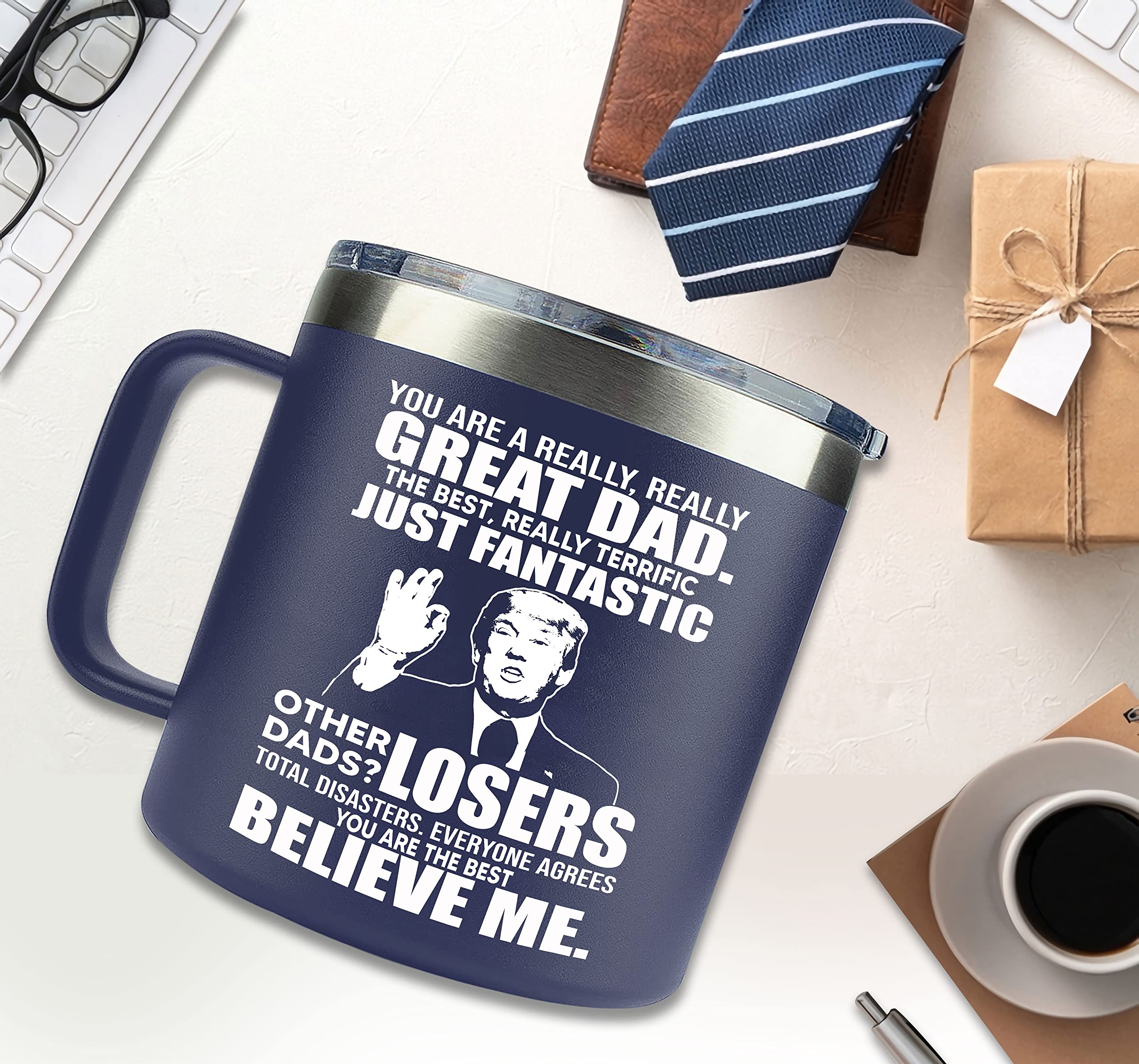 VIWIS Gifts for Dad from Daughter, Son - Dad Gifts from Daughter, Son for Fathers Day - Birthday Gifts for Dad, Funny Dad Birthday Gifts - Best Dad Mug 14Oz