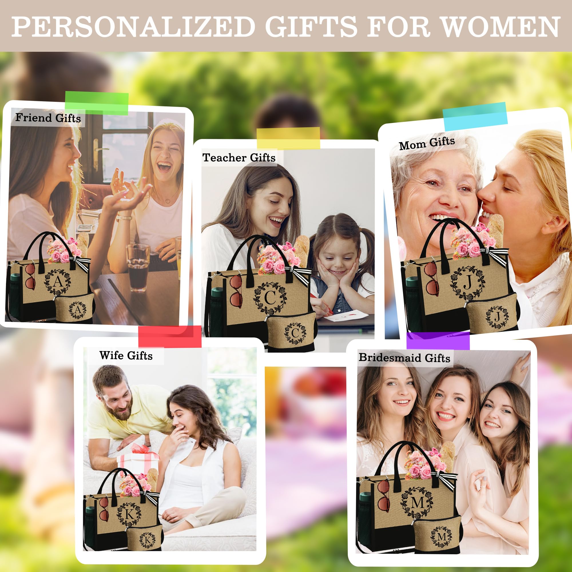 YOOLIFE Wedding Bridesmaid Gifts for Her, Personalized Gifts for Women 2024 Coworker Girlfriend Gifts Best Friend Birthday Gifts Teacher Gifts Mom Birthday Nurse Gifts for Women Her Female Letter L