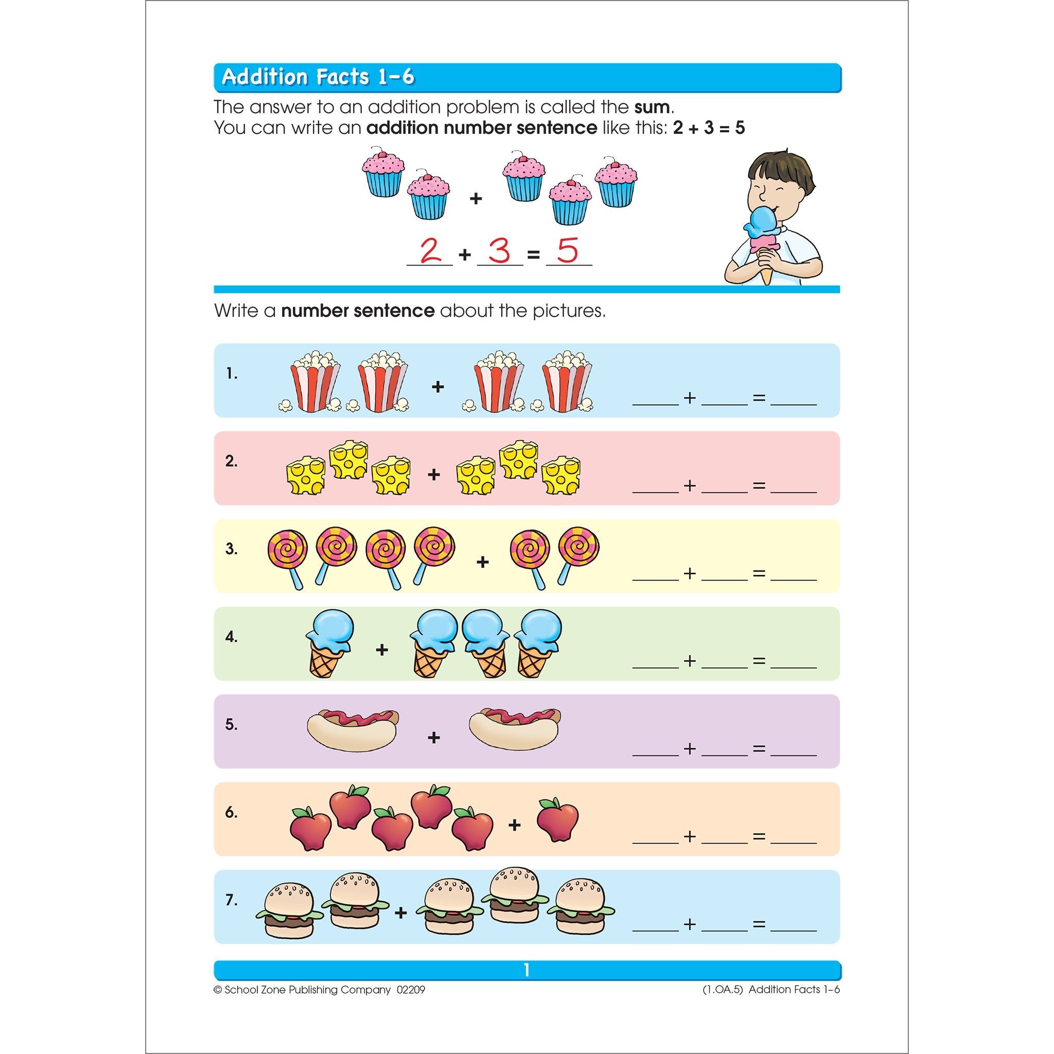 School Zone Addition & Subtraction Workbook: 64 Pages, 1st Grade, 2nd Grade, Elementary Math, Sums, Differences, Place Value, Regrouping, Fact Tables, Ages 6-8 (I Know It! Book Series)