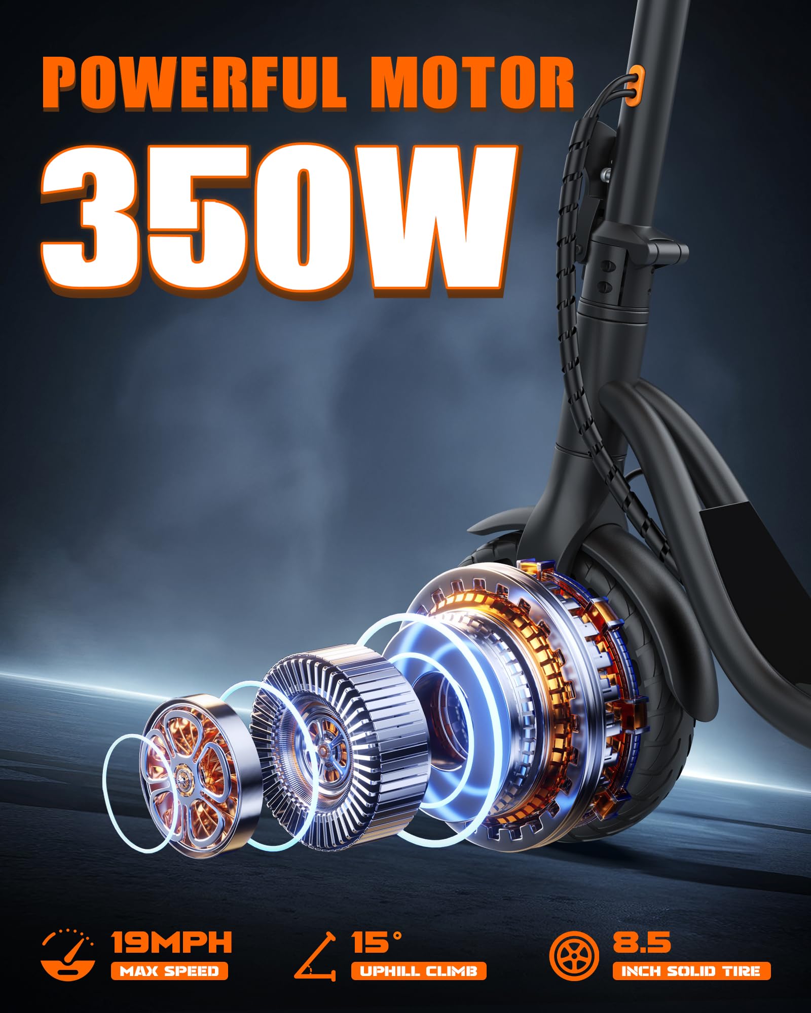 Maxshot Electric Scooter, 350W/500W Powerful Motor, 19-22 MPH Max Speed, 15-28 Miles Range, Foldable escooter with Dual Braking Systems, Smart APP