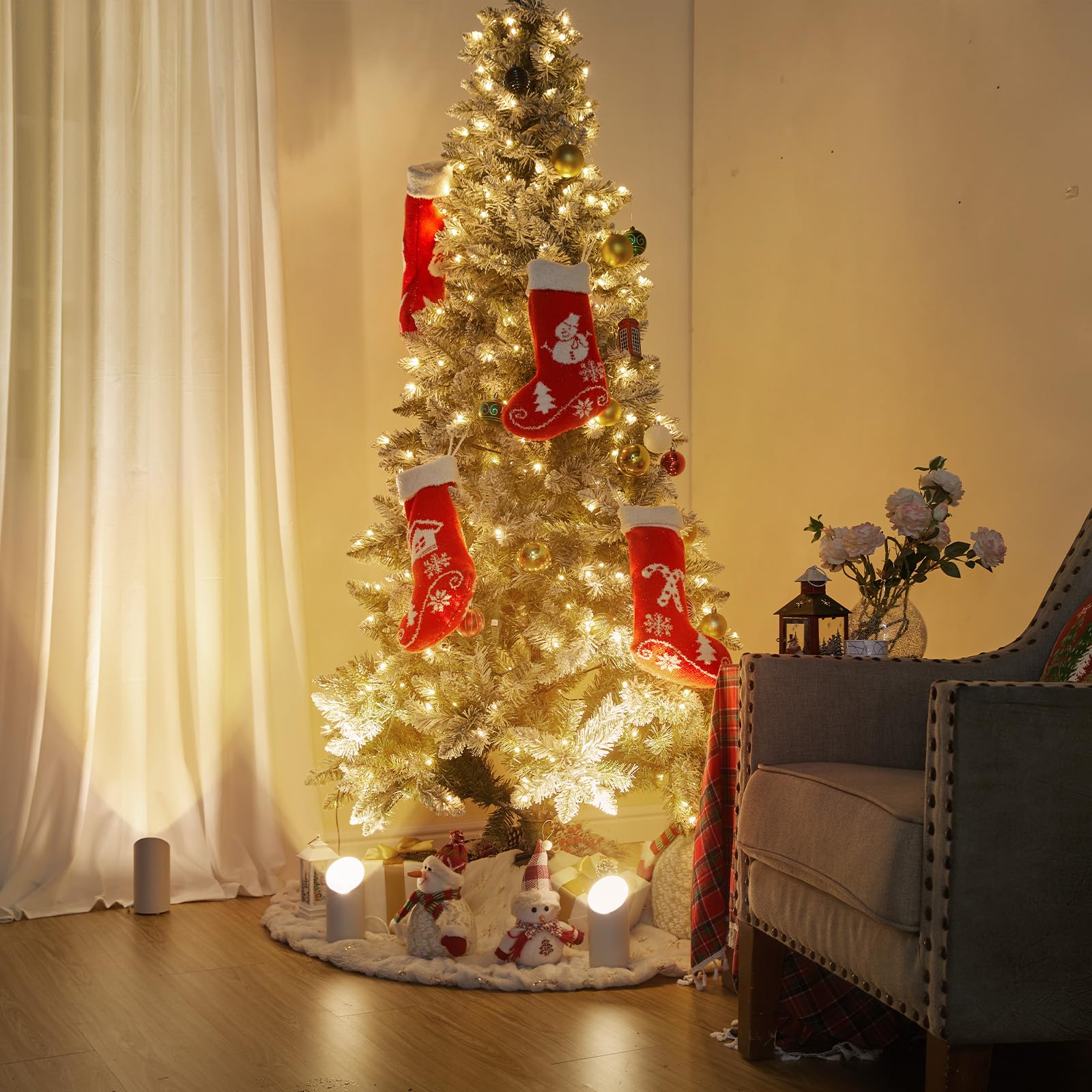 Brightown Floor Can Lights - 4 Pack LED Uplight Lamp Spotlights with Remote and Timer, 3 Color Temperatures and Dimmable for Living Room Corner Sofa House Plant Wall Artwork Indoor Accent Lighting