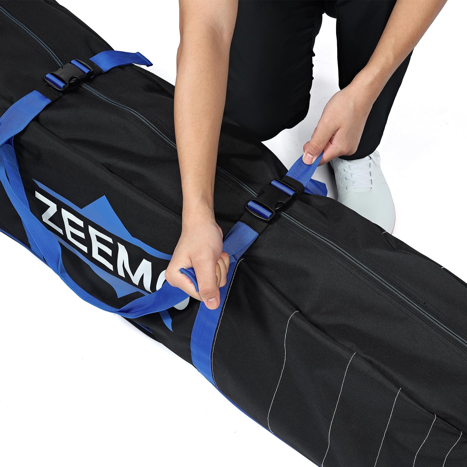 ZEEMO Golf Travel Bag for men, Mid-open Covers with Protective Panel for Golf Clubs, Golf Accessories, Soft-Sided, Travel Size, Airline Approved, Waterproof&Wheels, Black Oxford Case.