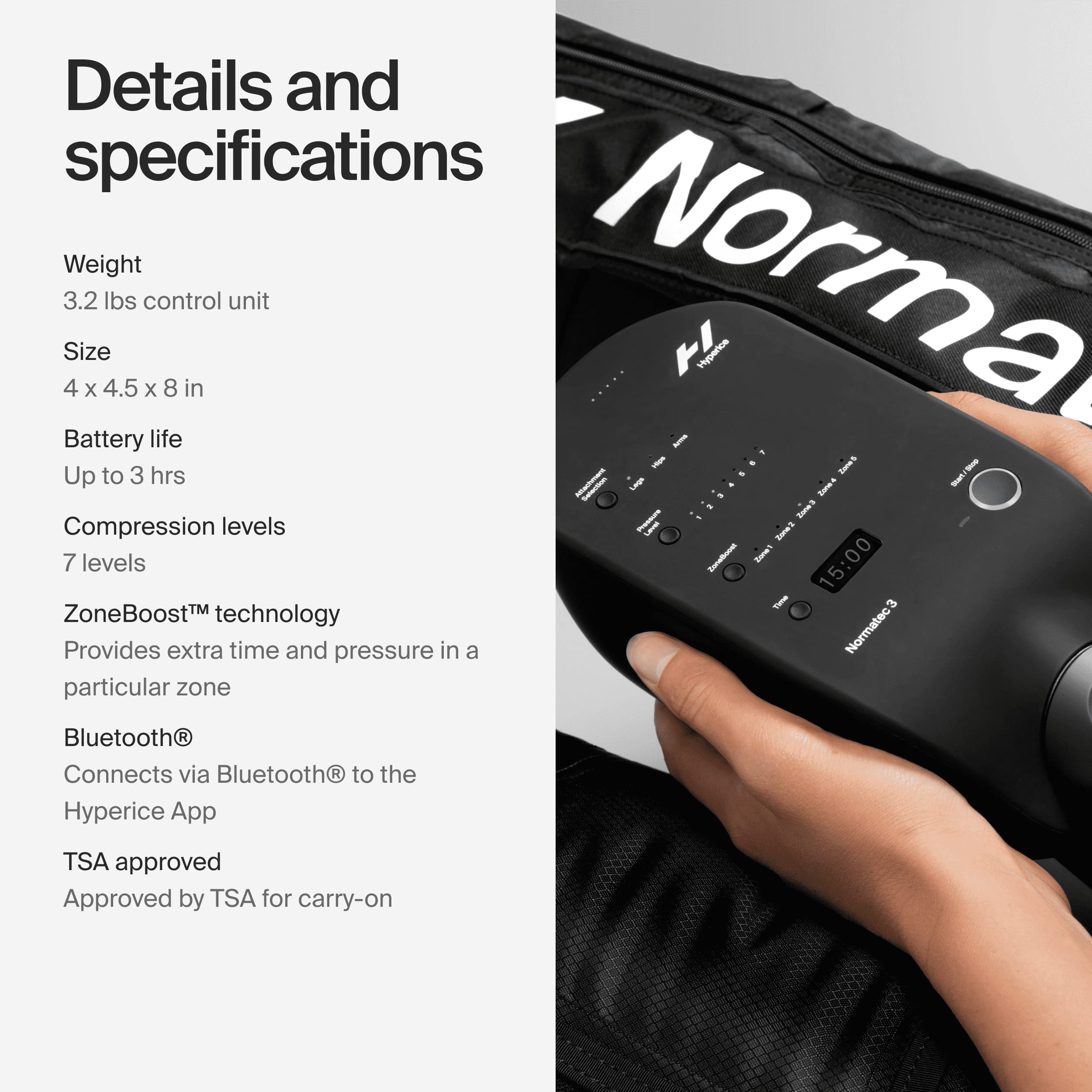 Hyperice Normatec 3 - Recovery System with Patented Dynamic Compression Massage Technology (Normatec 3 Standard Size Legs) FSA-HSA Approved