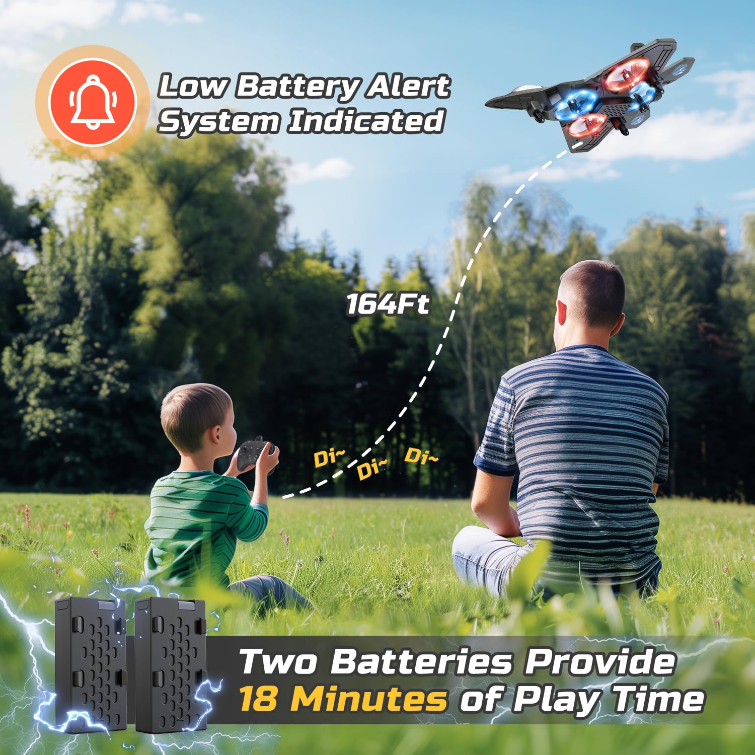 HOLYFUN Drone for Kids and Beginners RC Plane with Light, Remote Control Airplane Quadcopter Helicopter with Auto Hovering, 3D Flip and 2 Batteries (18 Mins), Great Gift Toy for Boys and Girls