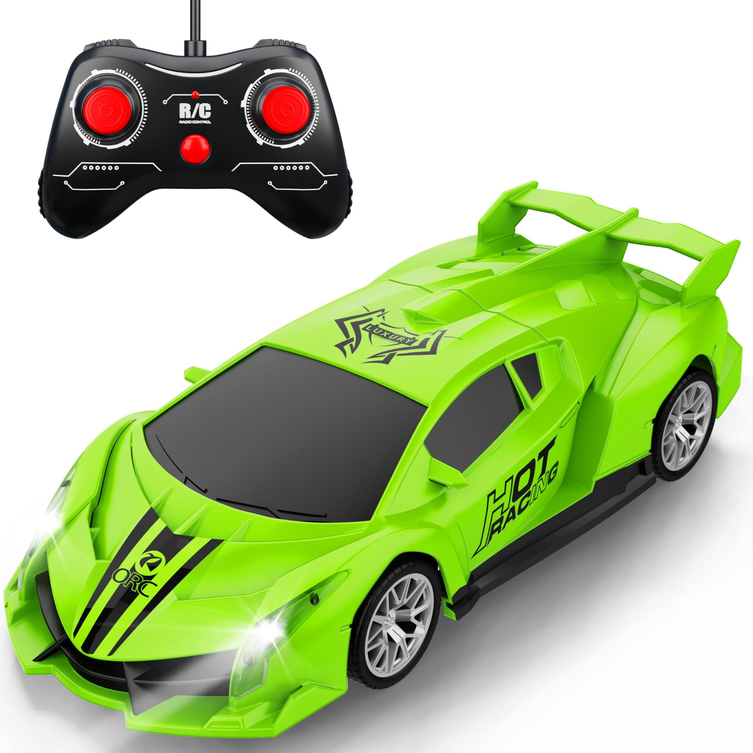 Remote Control Car, 2.4Ghz 1/18 Scale Model Racing Car Toys, RC Car for Kids and Boys with Cool Led Lights, Hobby RC Cars Toys for Age 3 4 5 6 7 8-12 Year Old Boys Girls Birthday Gifts