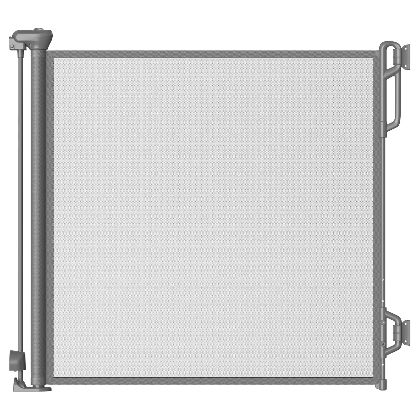 Spaceany Retractable Safety Baby Gate or Mesh Dog Gate,Durable Portable Mesh Retractable Gate,Easy to Use for Stairs, Doorways,Hallways, Indoor, Outdoor, 33.5" Tall, Extends to 55" Wide Gray