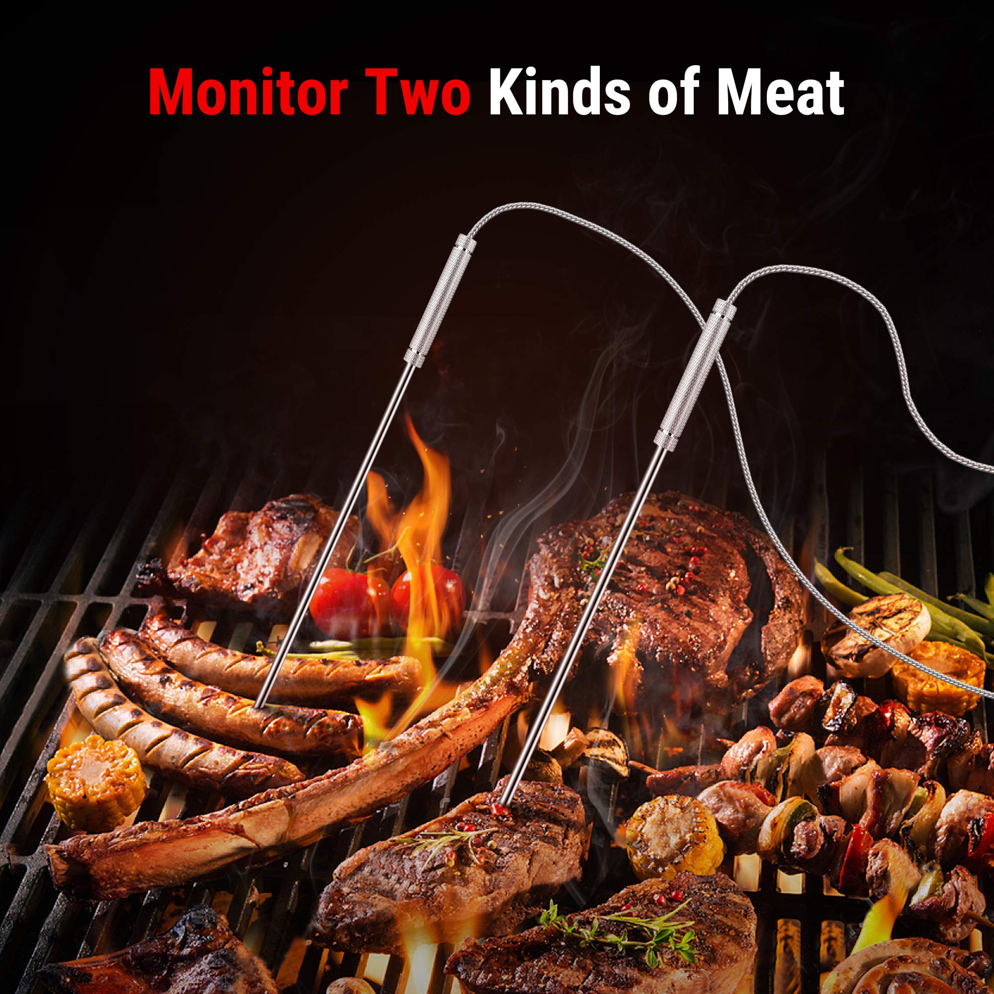 ThermoPro Meat Thermometer Wireless TP28 with Dual BBQ Probe, Grill Thermometer for Outside Grill, Meat Thermometer for Smoker Oven Grill, Digital Food Thermometer for Beef Turkey Lamb