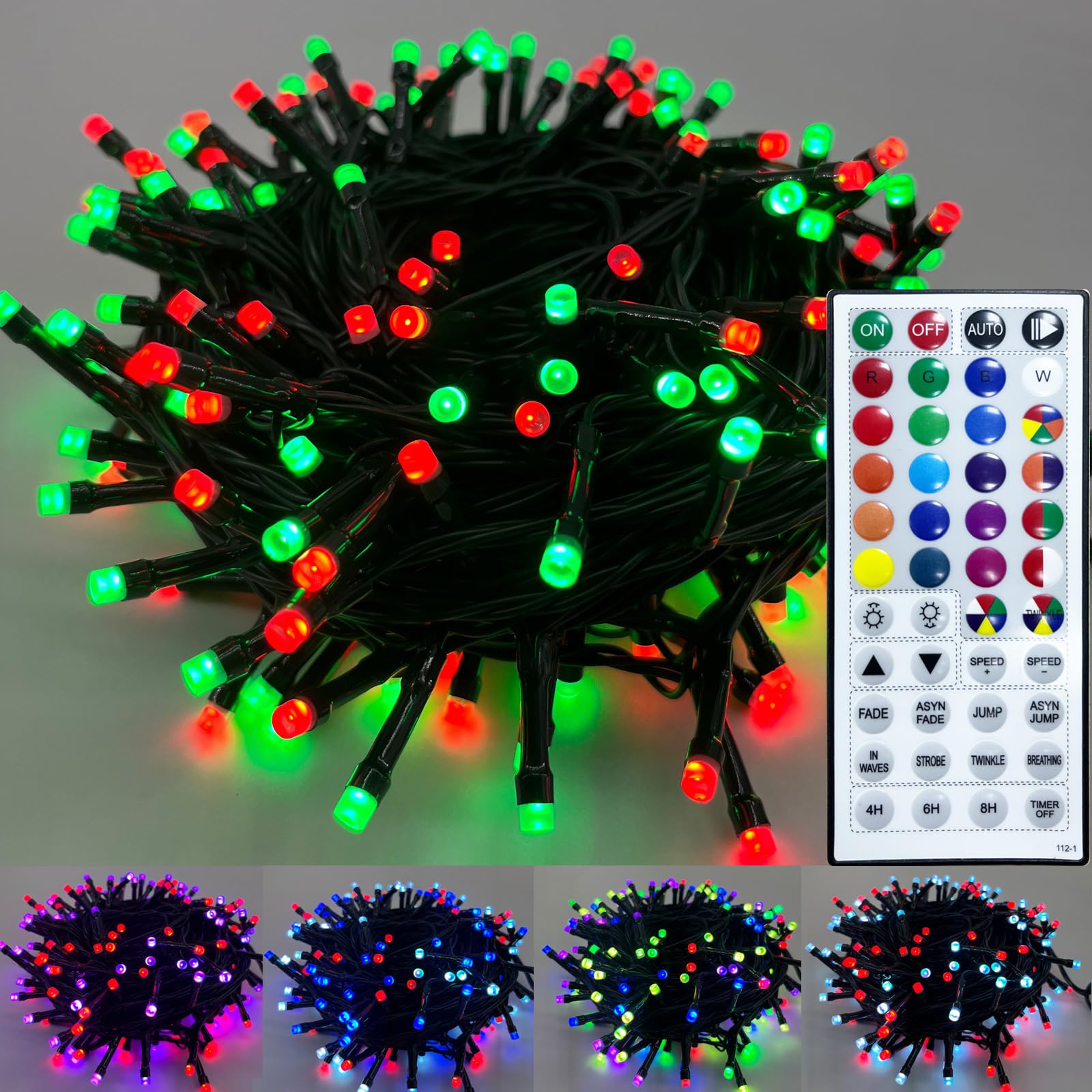 Multi-Color RGB Christmas String Lights with Remote, 200 LEDs 65.6 FT 128 Modes Color Changing Christmas Tree Lights, Waterproof Christmas String Lights for Xmas House Indoor Outdoor Garden Decoration