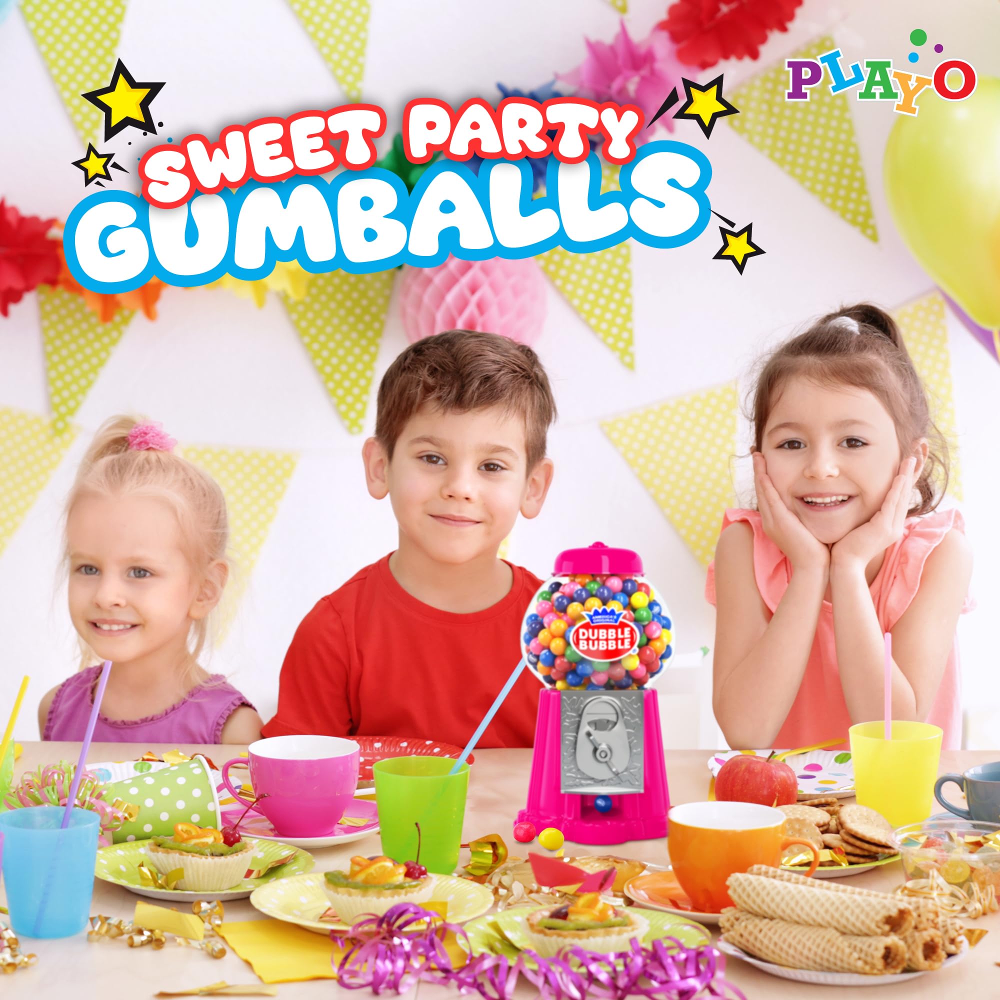 Gumballs For Gumball Machine Refills - 53 Ounce Dubble Bubble Chewing Gum Bulk Antique Style Gum Balls vintage Old Fashioned Candy -Mini bubble Gumballs 3.3 lb For Kids Toy Bank Candy Dispenser Playo