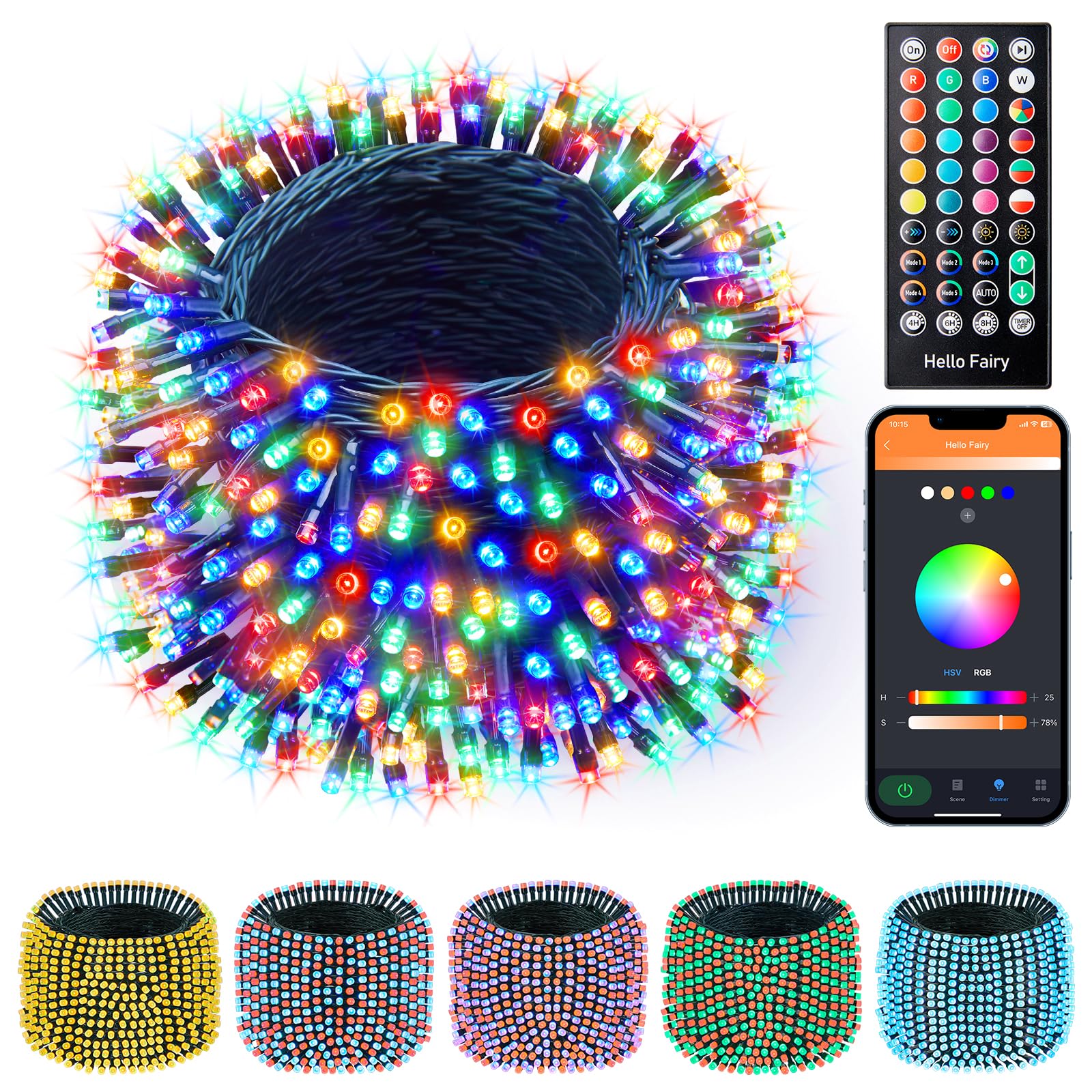 Minetom Color Changing Christmas Lights Outdoor, 66Ft 200 LED Smart RGB String Lights App Controlled, Dimmable Timer Twinkle Christmas Tree Lights, Xmas Tree Lights Plug in for Xmas Tree Party Decor