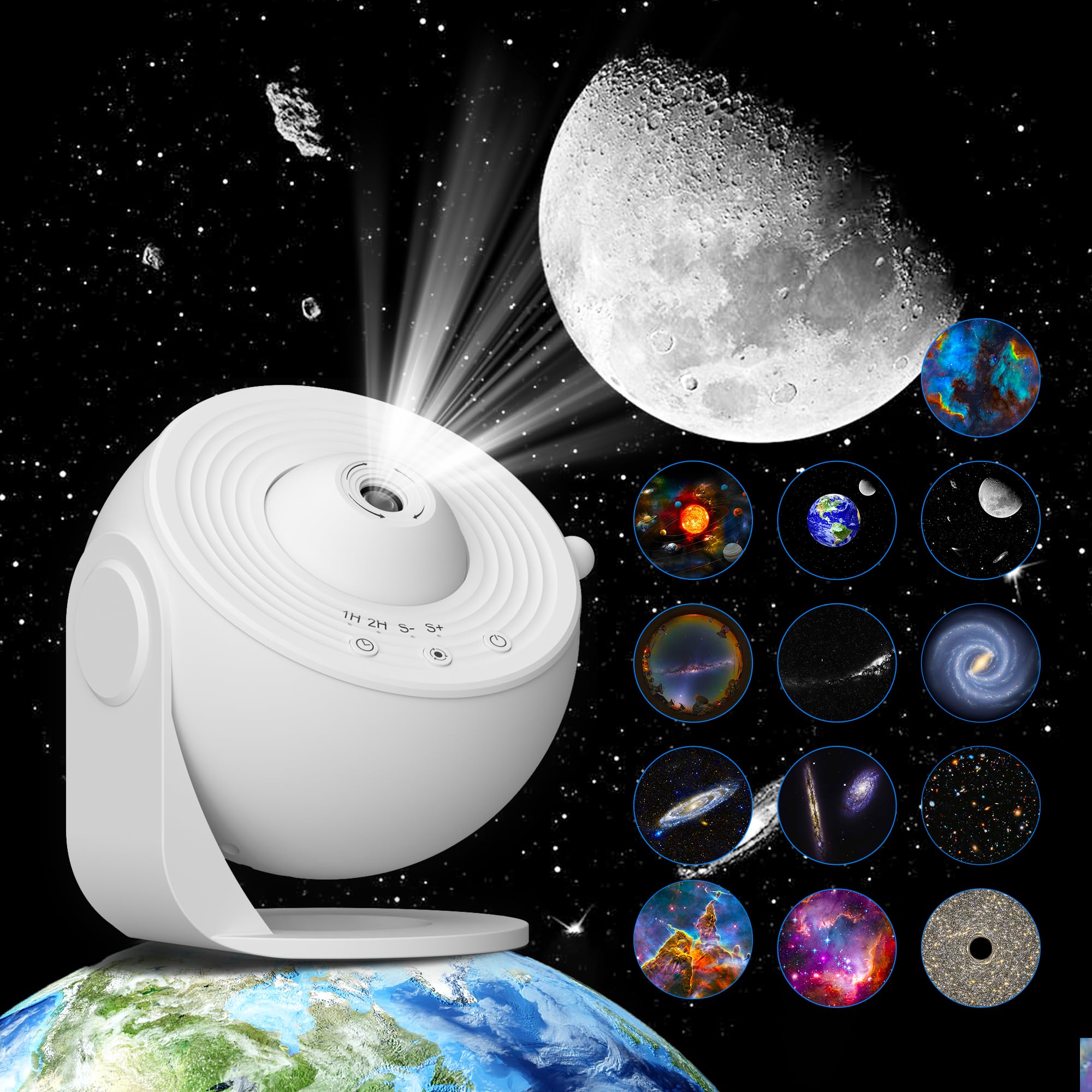 FlyLily Galaxy Projector - 13 in 1 HD Planetarium Star Projector for Bedroom, 360 Rotating Galaxy Light with Adjustable Knob and Timer for Kids, Ceiling, Gifts, Room Decoration