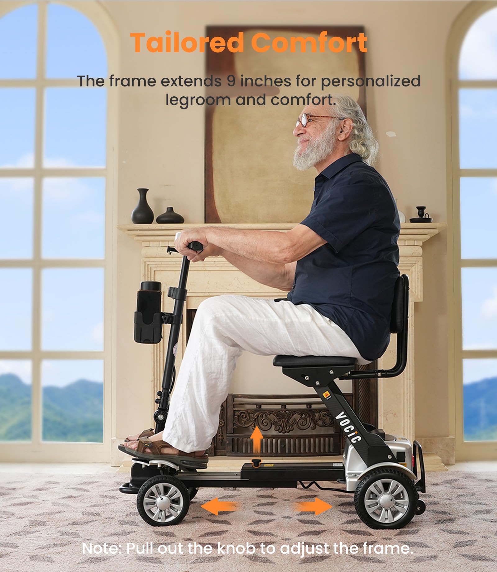 VOCIC Mobility-Scooter-Carbon-Fiber, Mobility Scooters for Seniors Adults, Folding Powered Mobility Scooter, TSA Approved Electric Mobility Scooter with Seat, Foldable Electric Wheelchair, 4 Wheel