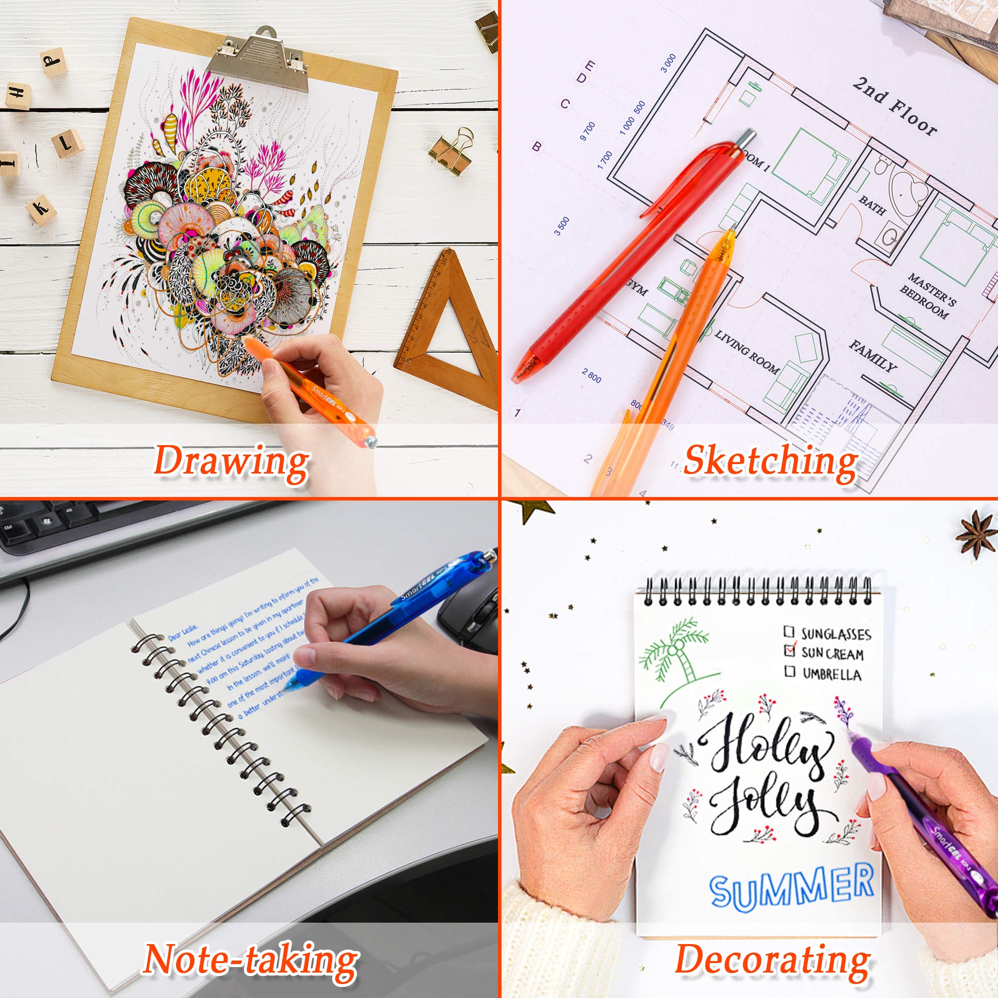 Keyron 40 Pack Set, 20 Colored Gel Pens With 20 Matched Refills, Medium Point Retractable Gel Ink Pens With Comfortable Grip, Great for Journal Notebook Planner in School Office