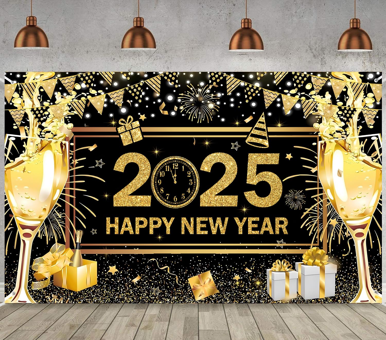 IMISHM Happy New Year Decorations New Year Banner 2025 New Year Party Decorations New Year Backdrop 2025 New Year Eve Party Decorations