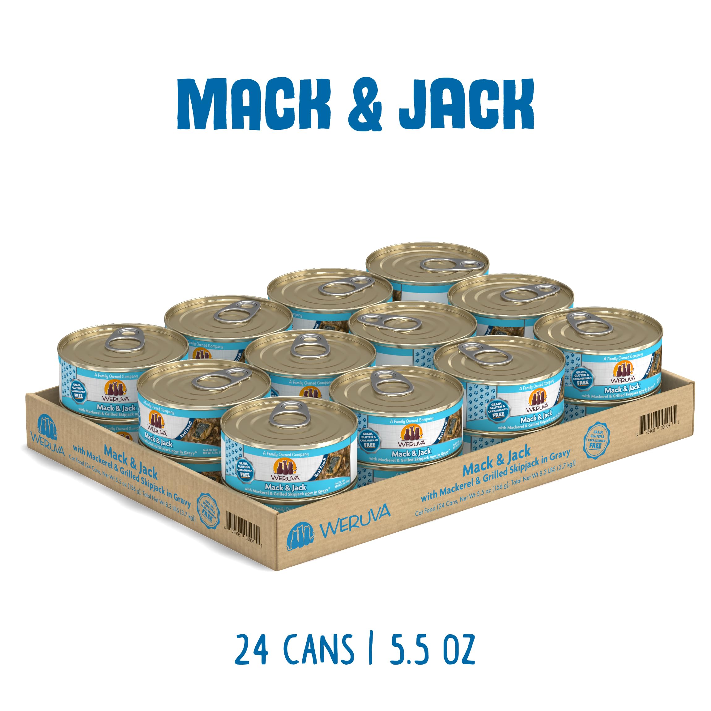 Weruva Classic Cat Food, Mack & Jack with Mackerel & Grilled Skipjack, 5.5oz Can (Pack of 24)