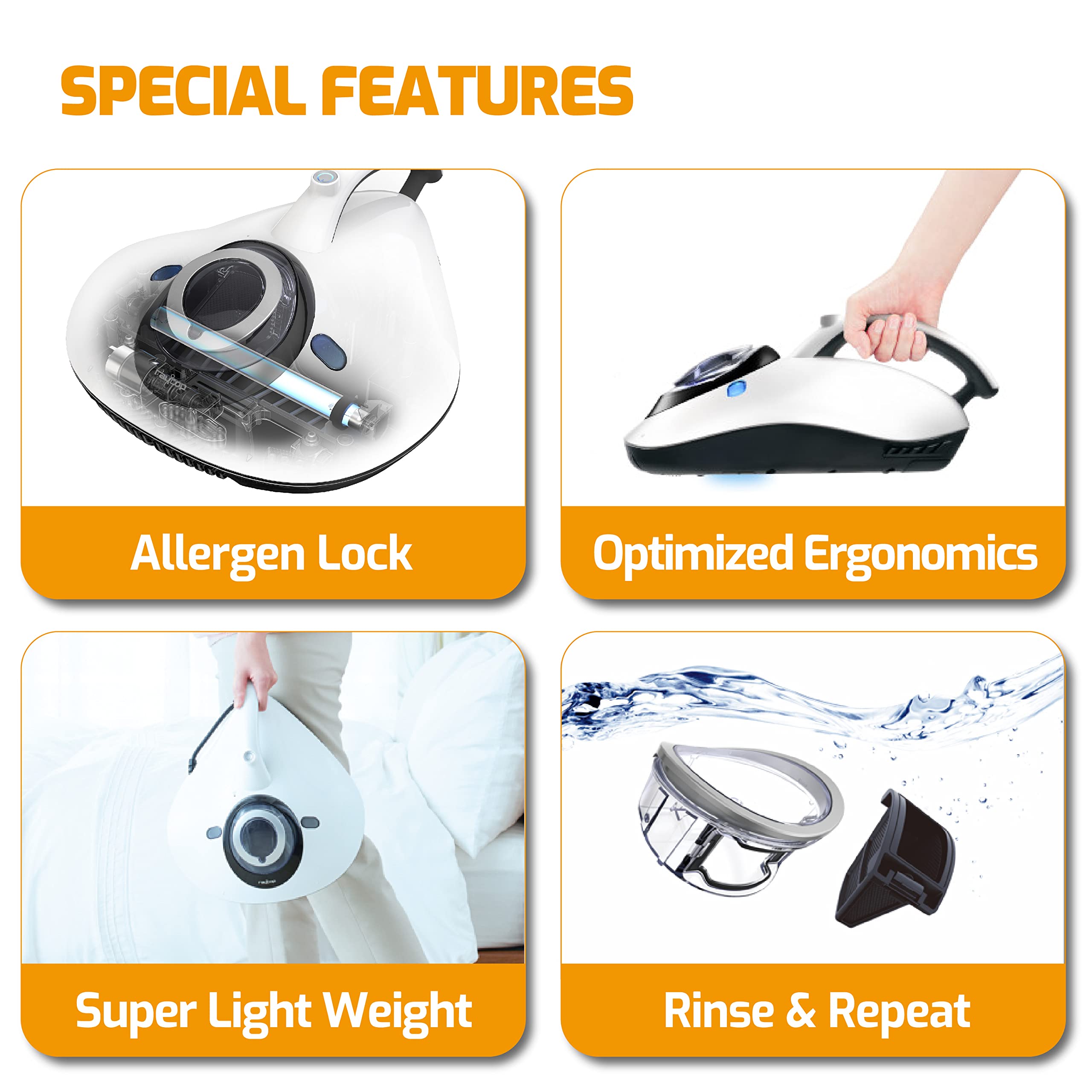 RAYCOP LITE UV Sanitizing HEPA Allergen Vacuum Effectively Removes Dust Mite Matters, Bacteria, Viruses and Pollen