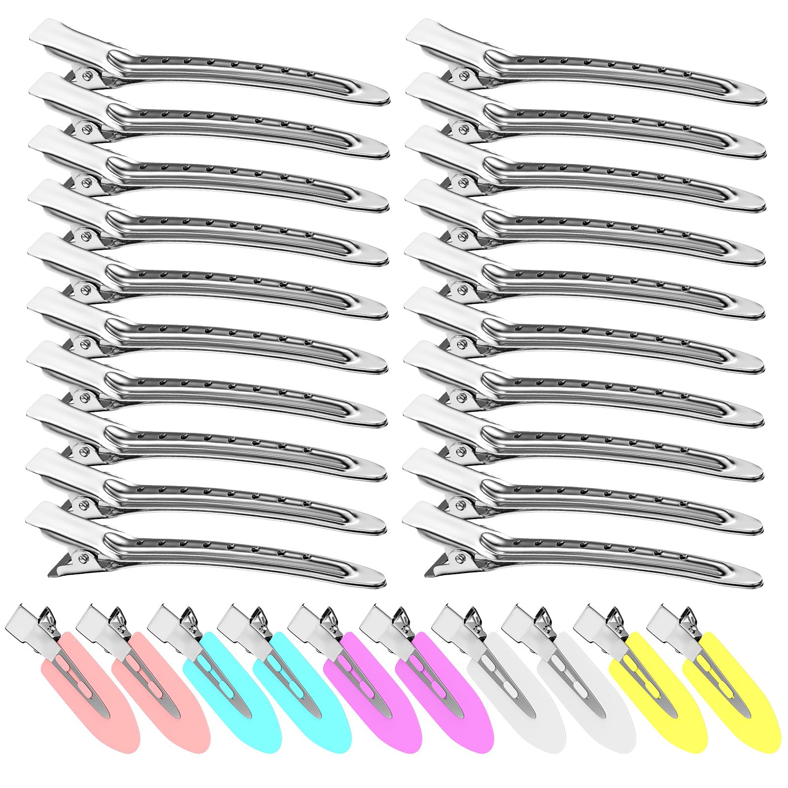 Duck Billed Hair Clips, Metal Alligator Hair Clips with Holes, Hair Pins 30 Pcs, Metal Hair Clips for Styling and Makeup, Silver Perfect for Home Use and Salon, Bows DIY. (30pcs Mixed)