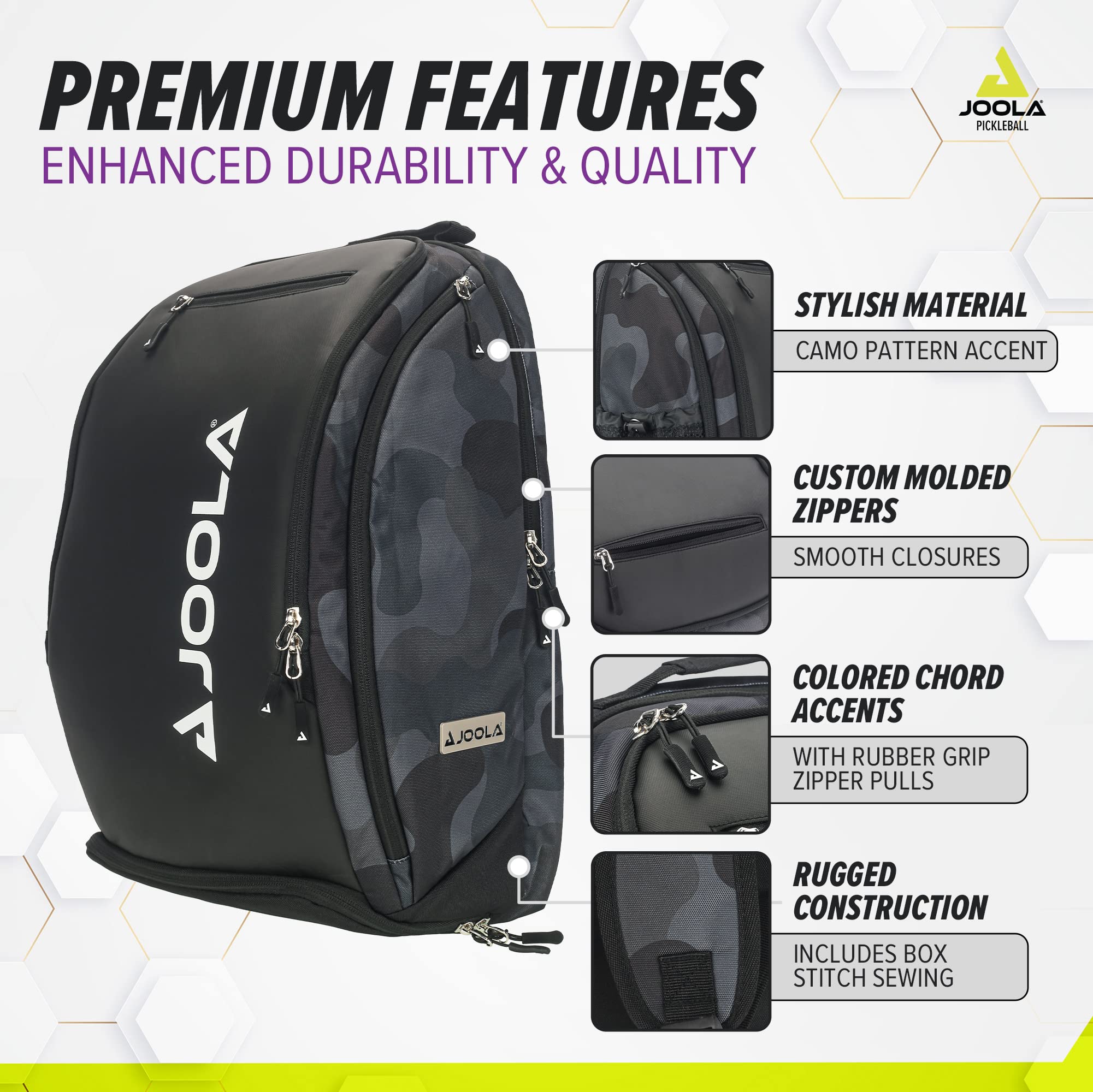 JOOLA Pickleball Bag - Vision II Deluxe Pickleball Backpack - Large Paddle Bag fits 4 Pickleball Paddles & Gear - Fence Hook, Extra Pockets, Ventilated Shoe Storage - Black