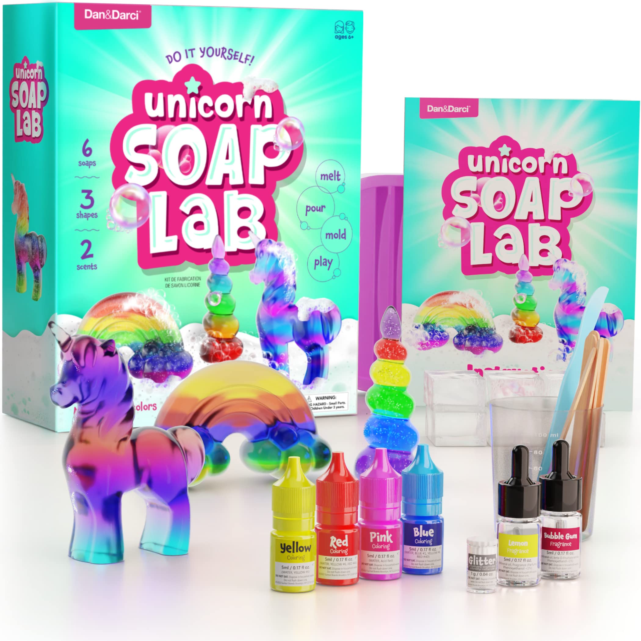 Unicorn Soap Making Kit - Girls Easter Crafts DIY Project Age 6+ Year Old Kids - Unicorn Girl Gifts - Science STEM Activity Teenage Gift - Make Your Own Soap Kits - Craft Toys Ages 6 7 8 9 10 11 12