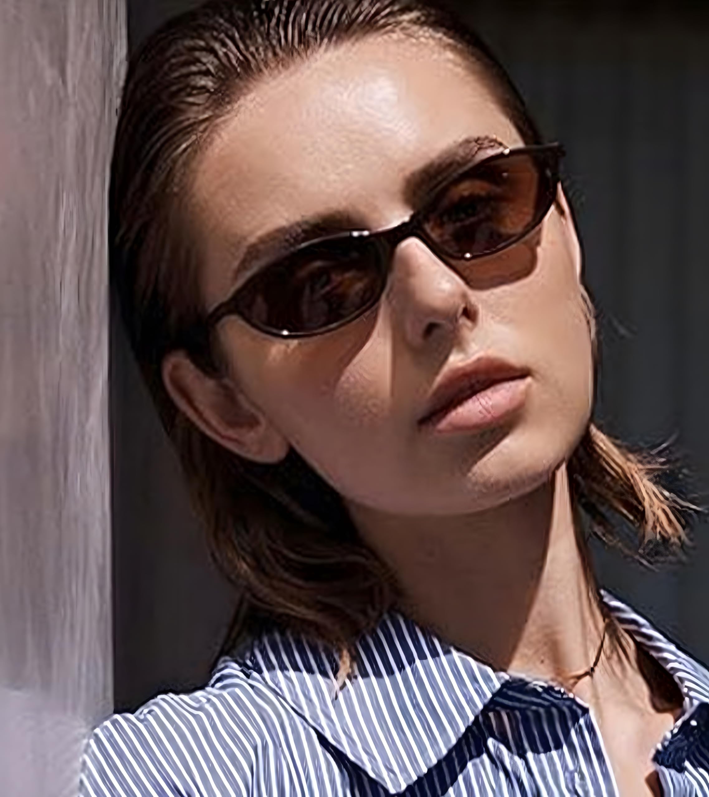 YMRFW Retro Oval Cat Eye Sunglasses for Women Y2k Designer Trendy Narrow Shades UV protection Sun Glasses