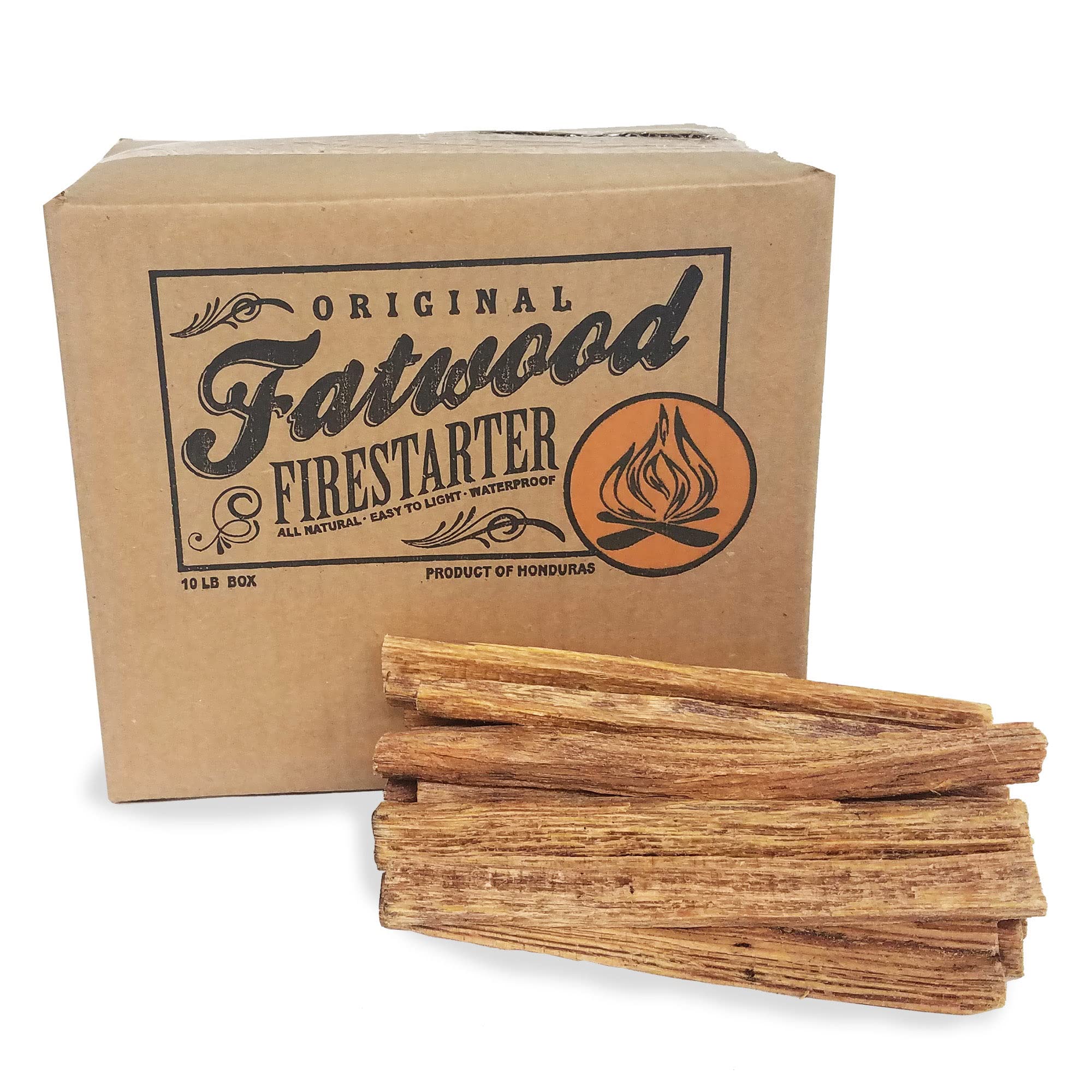 Fatwood Fire Starter Sticks 10lb Box - Indoor or Outdoor All Natural Pine Fire Starters for Campfires, Fireplace, Firepit, Wood Stove, or BBQ Grill - Kindling Wood Firewood Lighter by Pure Garden